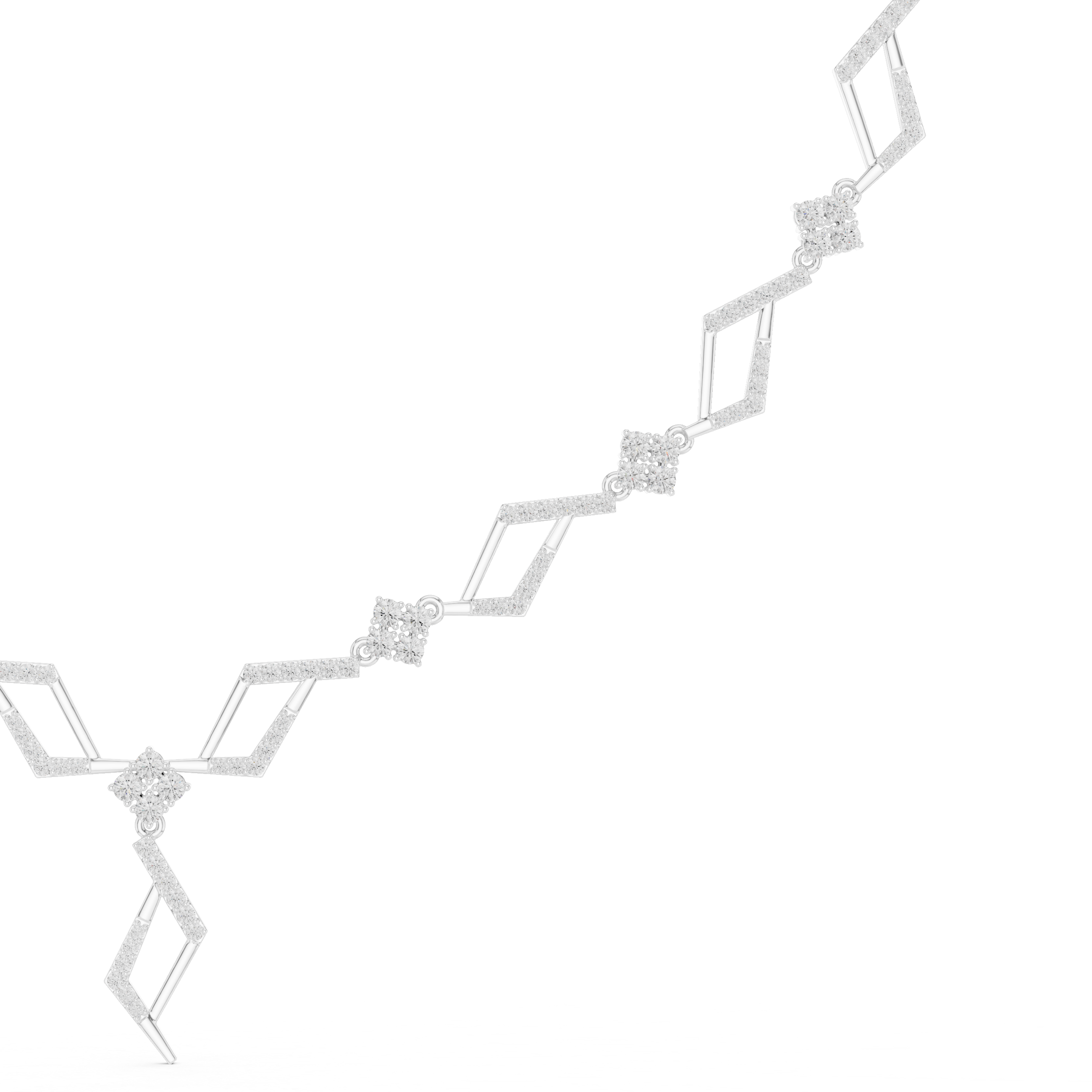 Geometric Diamond Necklace – Modern Zigzag Statement Design