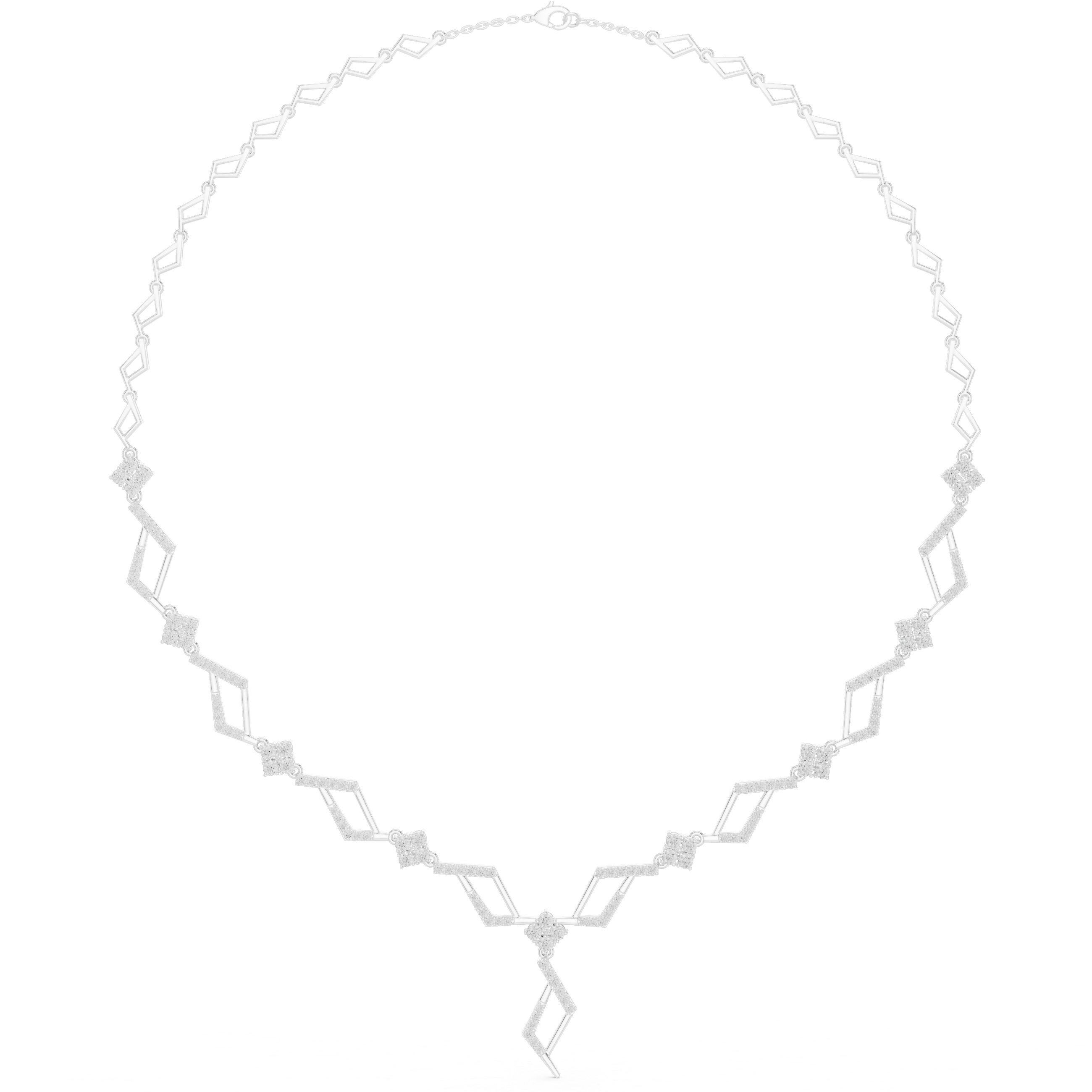 Geometric Diamond Necklace – Modern Zigzag Statement Design