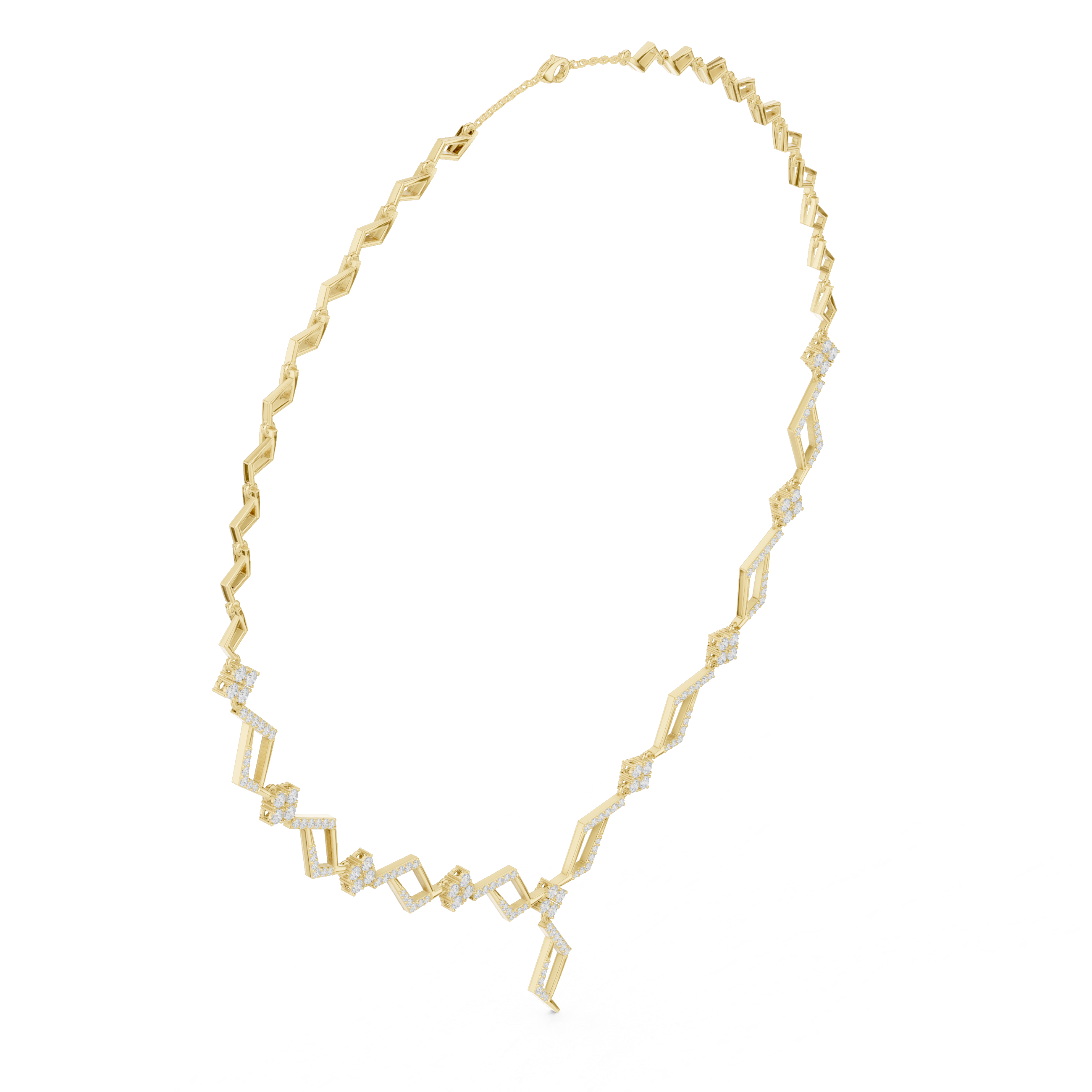 Geometric Diamond Necklace – Modern Zigzag Statement Design