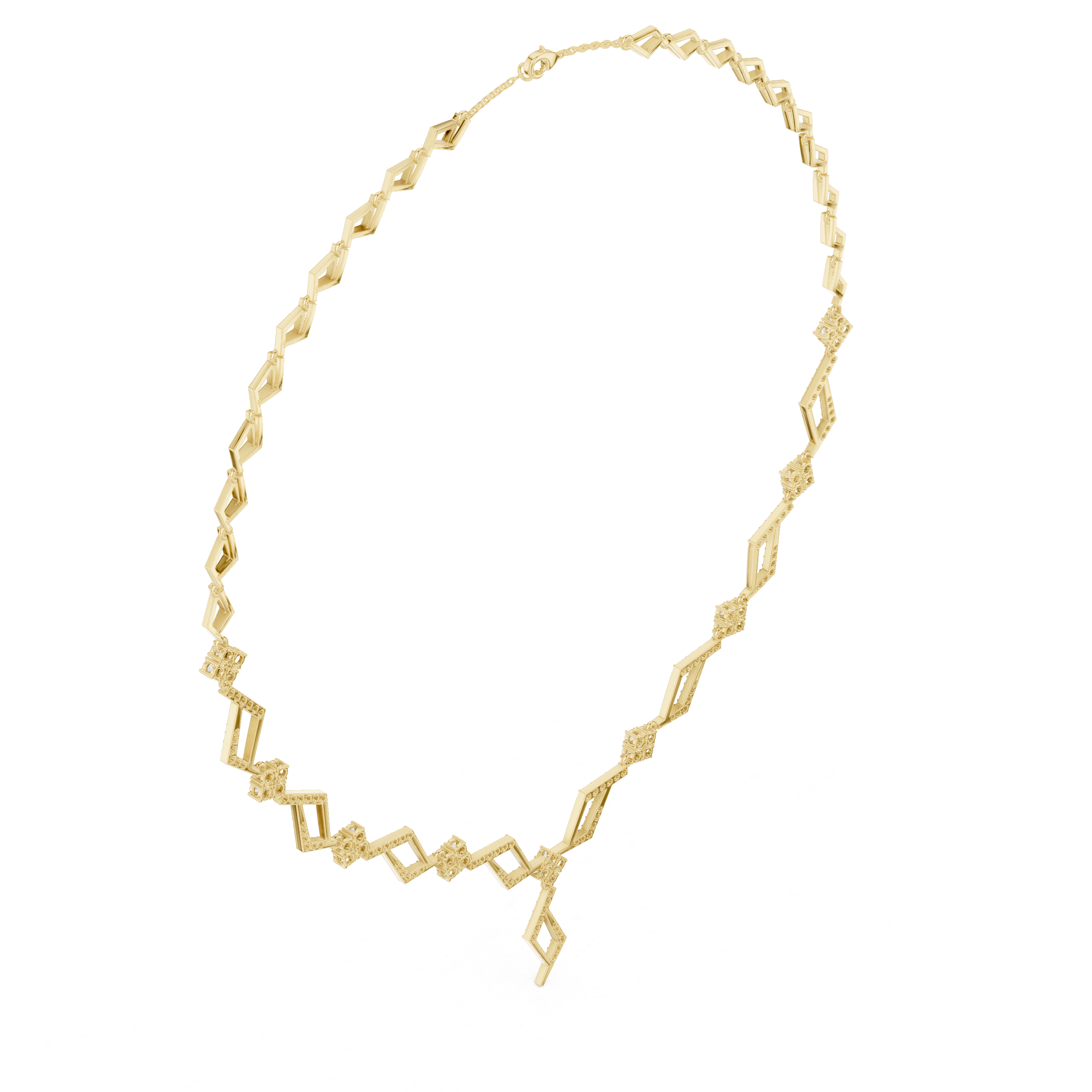 Geometric Diamond Necklace – Modern Zigzag Statement Design