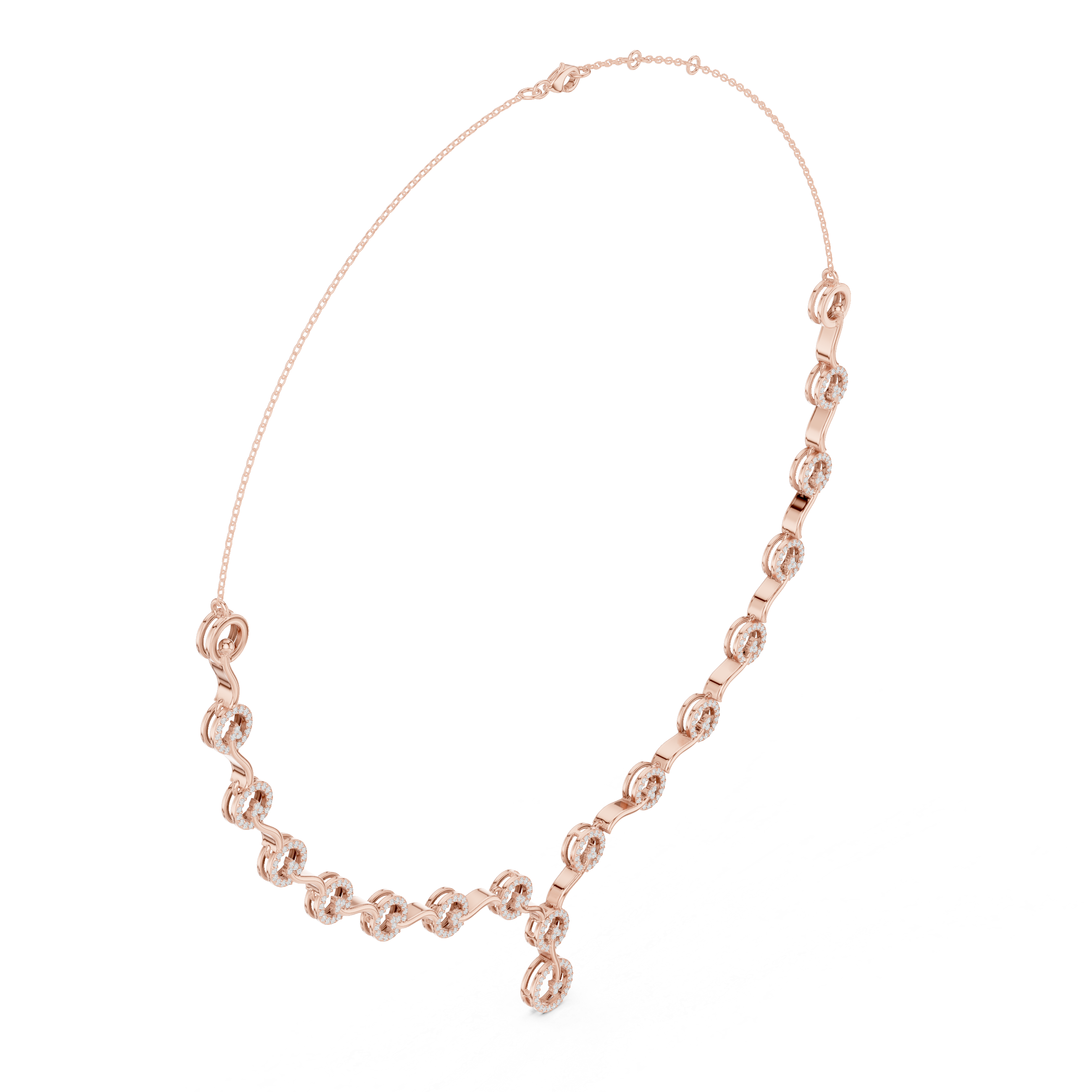 Diamond Circle Drop Necklace – Elegant Linked Halo Design