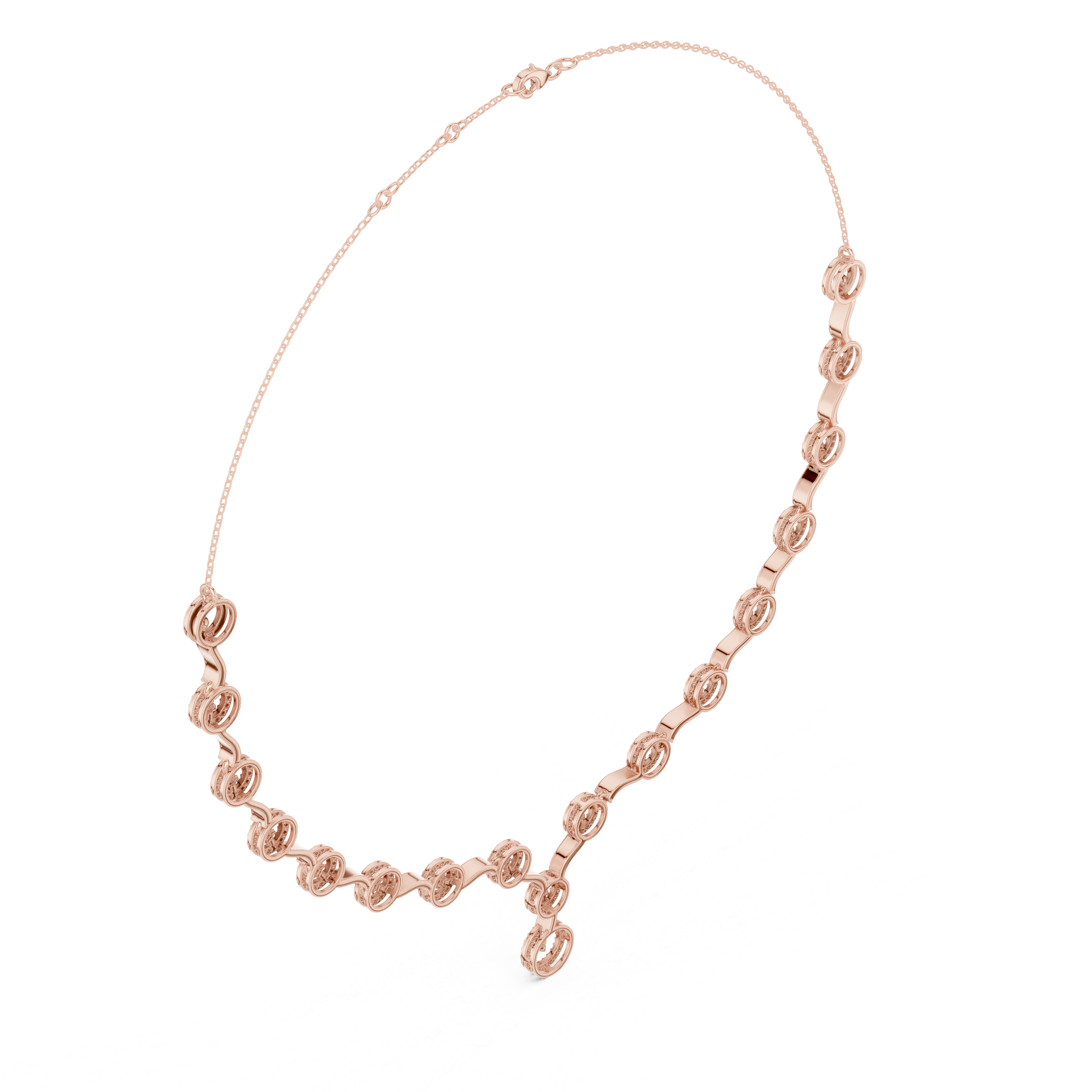 Diamond Circle Drop Necklace – Elegant Linked Halo Design