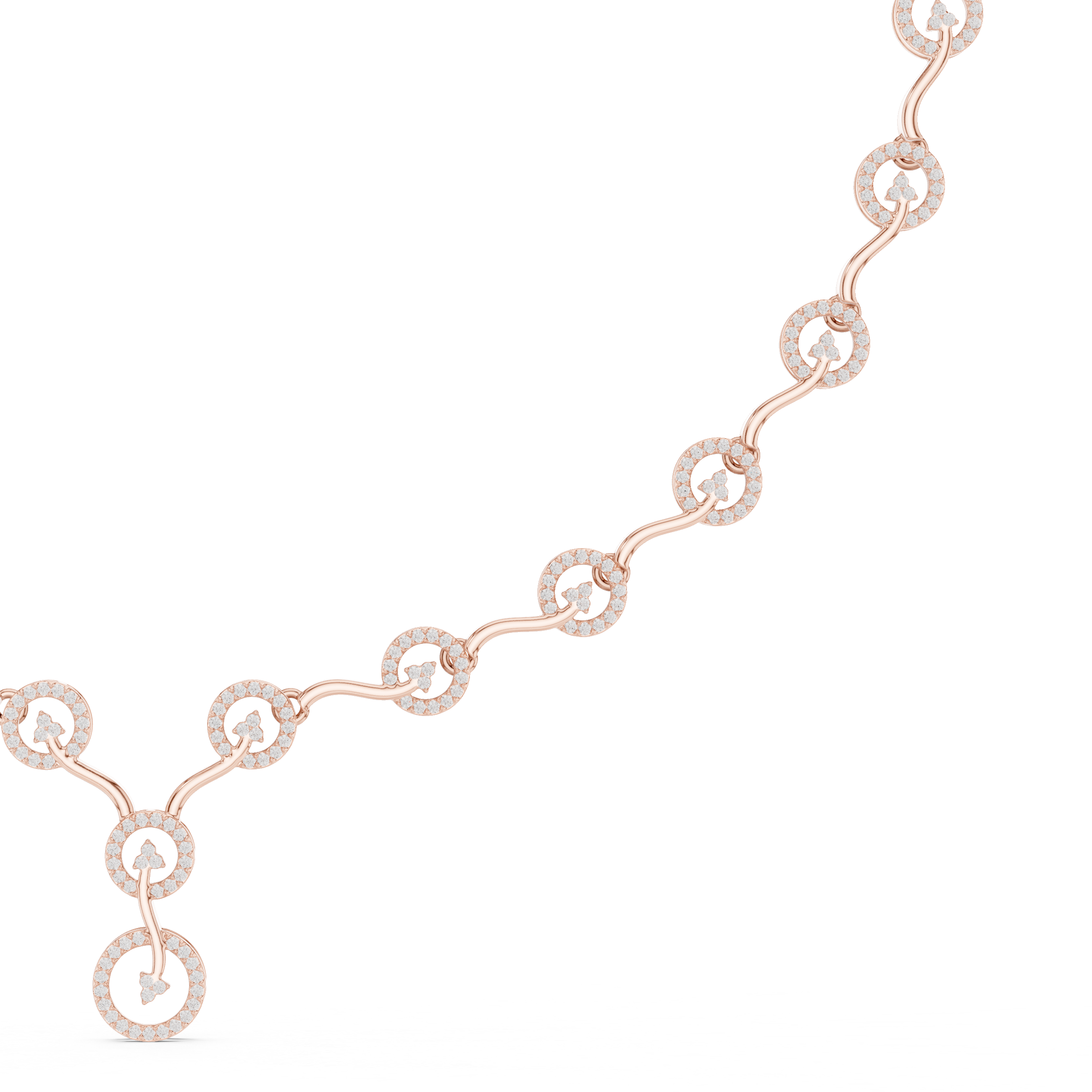 Diamond Circle Drop Necklace – Elegant Linked Halo Design