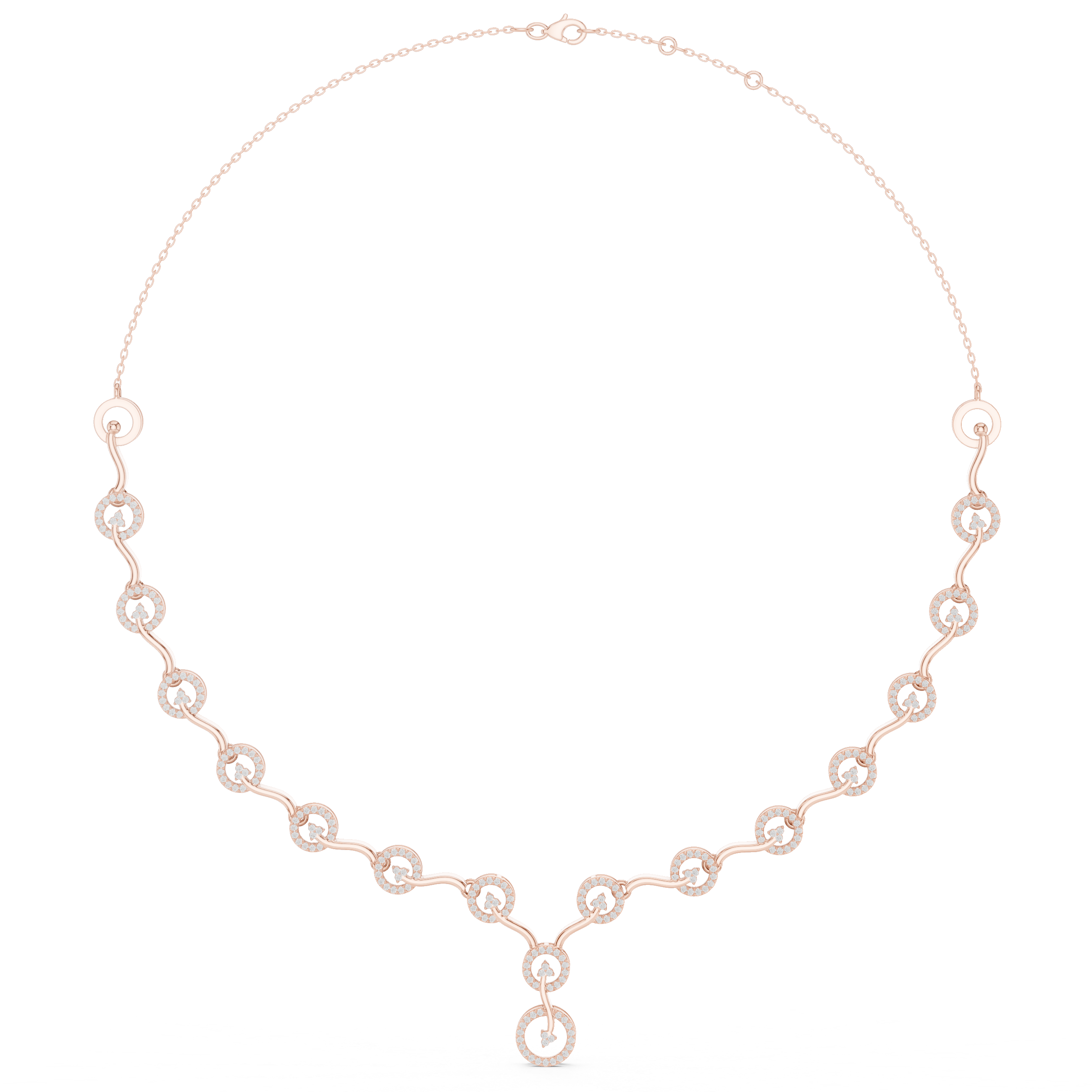 Diamond Circle Drop Necklace – Elegant Linked Halo Design