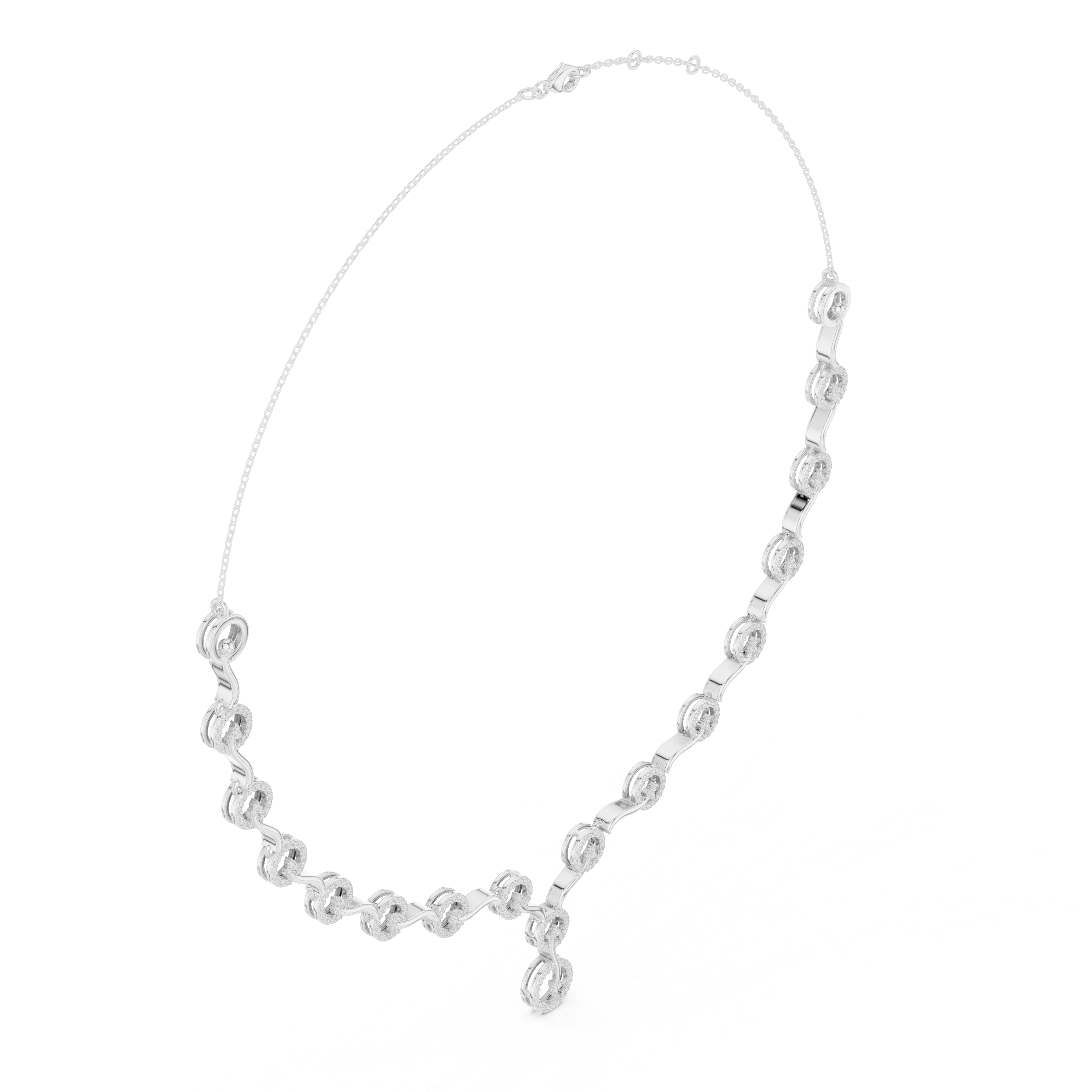 Diamond Circle Drop Necklace – Elegant Linked Halo Design
