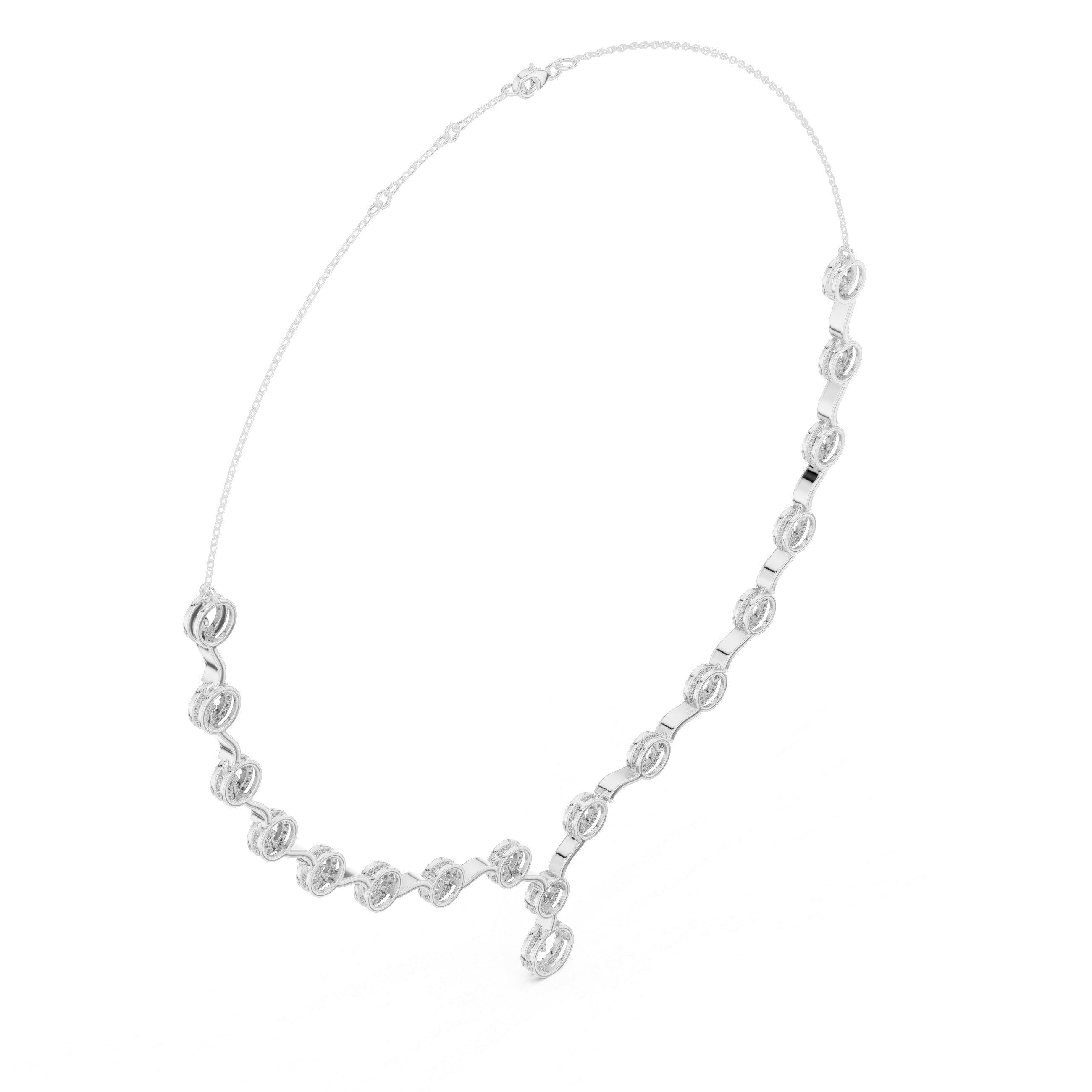 Diamond Circle Drop Necklace – Elegant Linked Halo Design