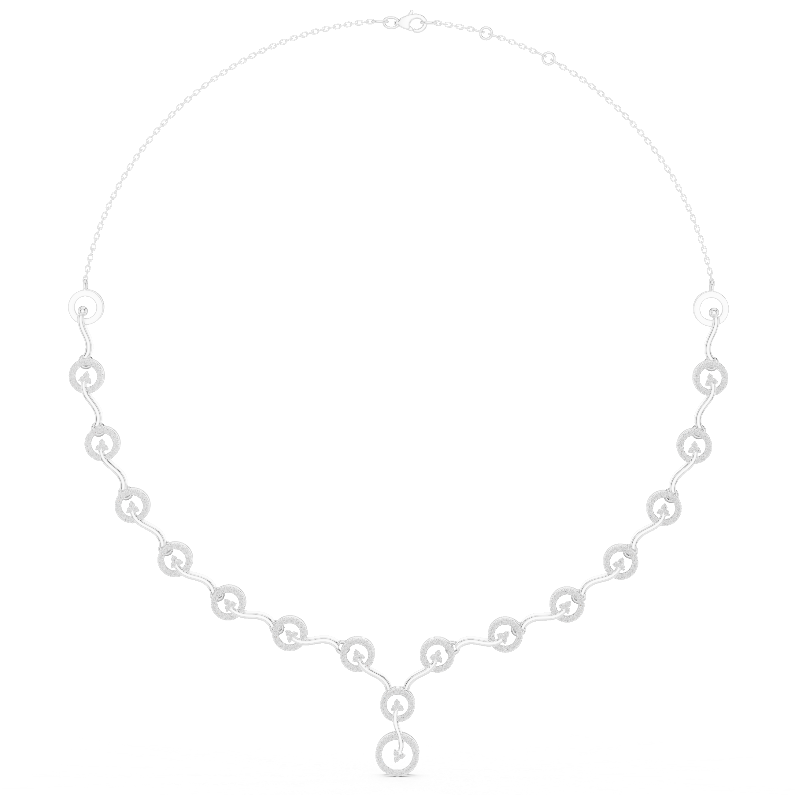 Diamond Circle Drop Necklace – Elegant Linked Halo Design