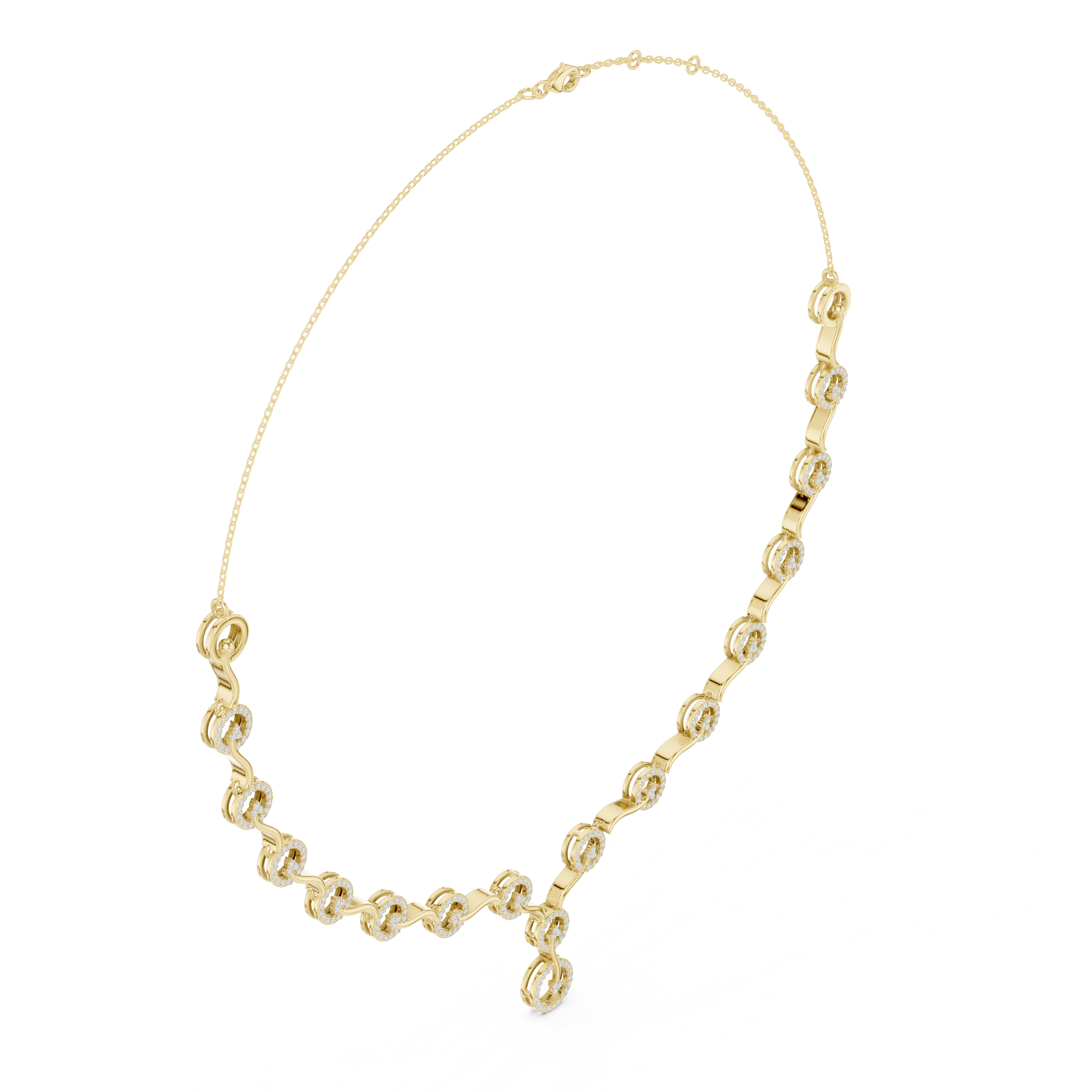 Diamond Circle Drop Necklace – Elegant Linked Halo Design