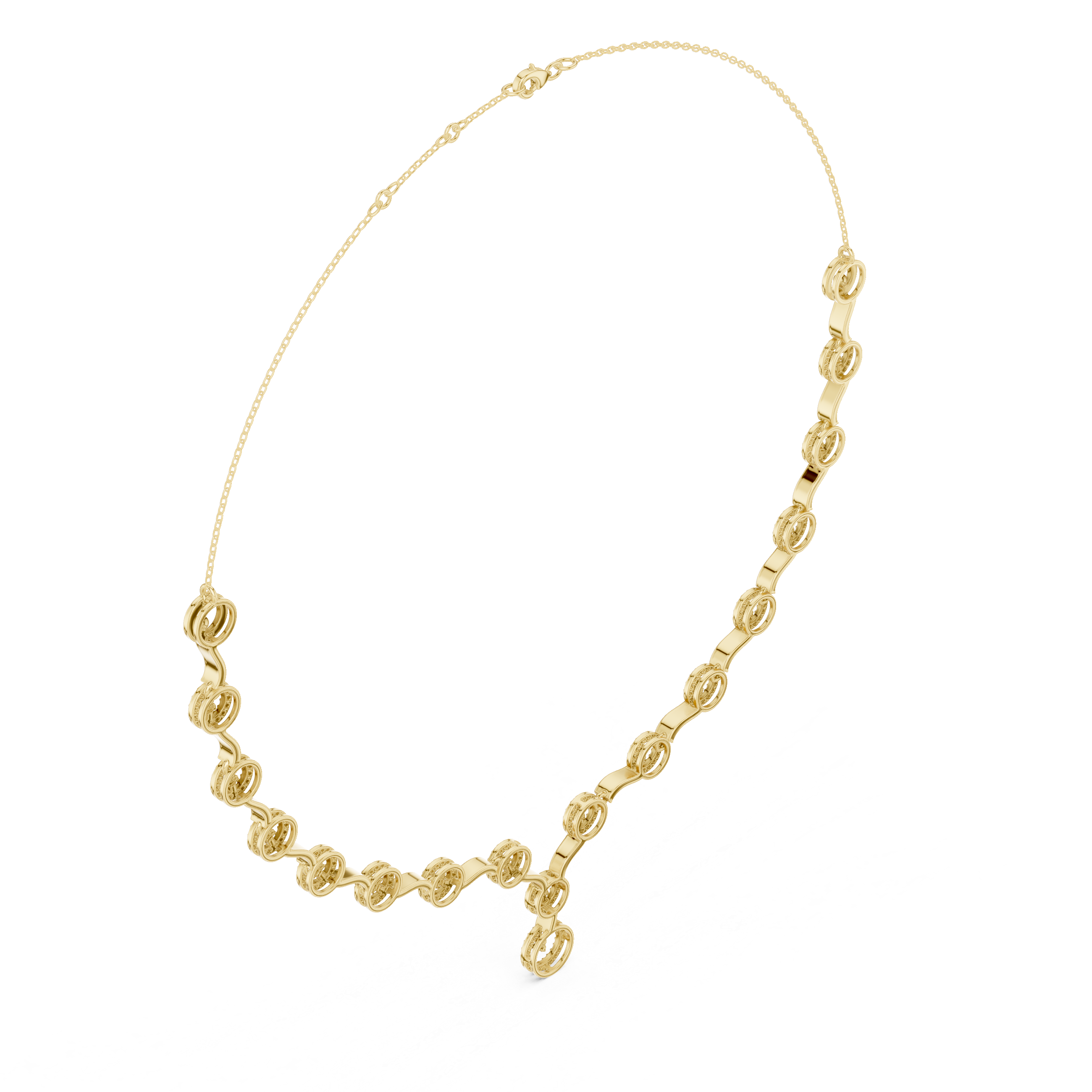 Diamond Circle Drop Necklace – Elegant Linked Halo Design