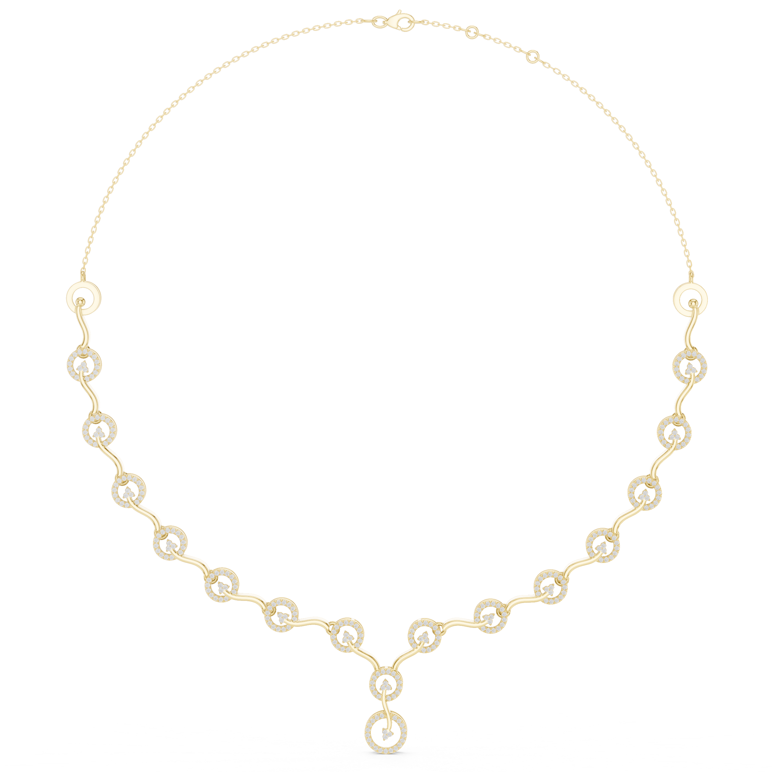 Diamond Circle Drop Necklace – Elegant Linked Halo Design