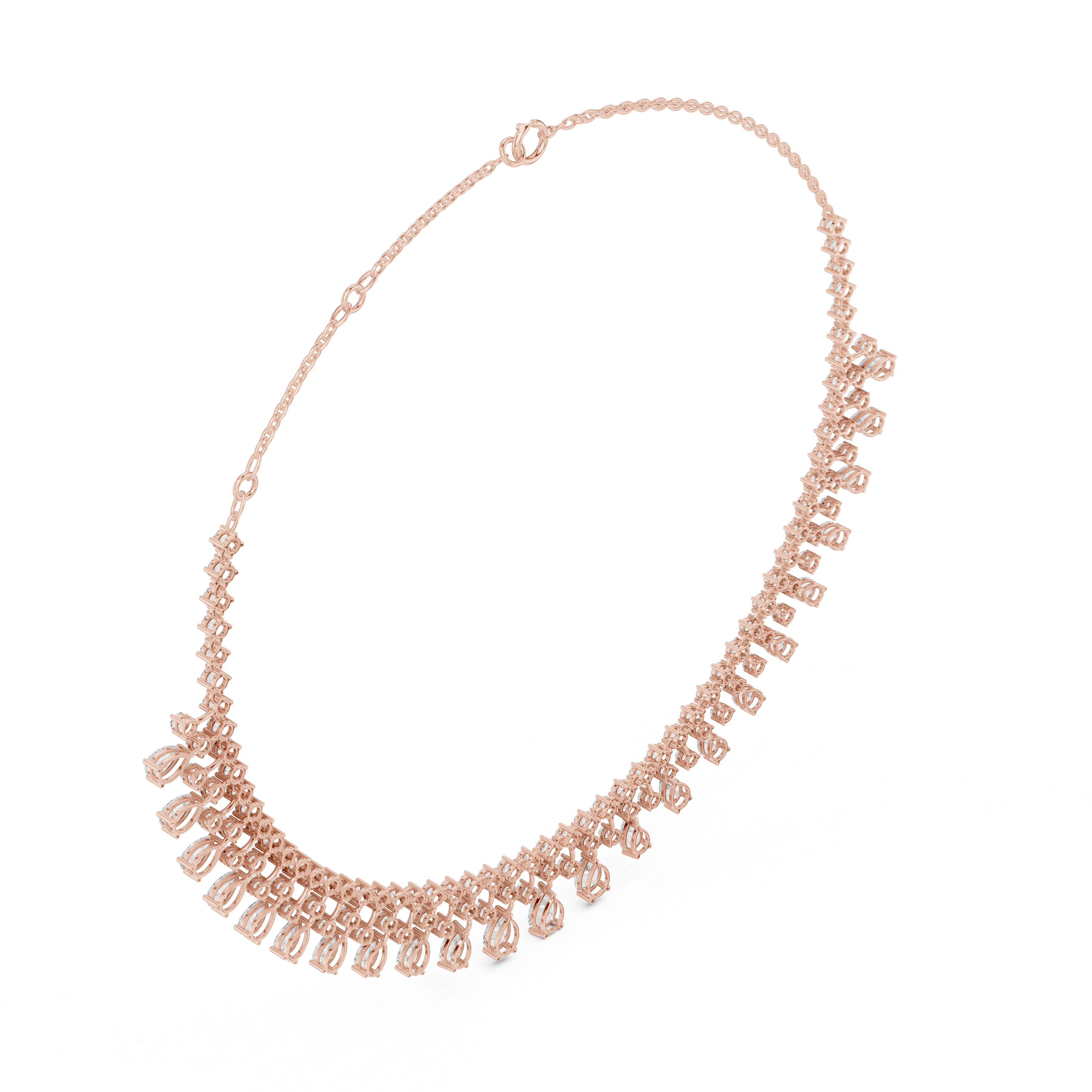 Diamond Fringe Drop Necklace – Statement Luxury Cascade Design