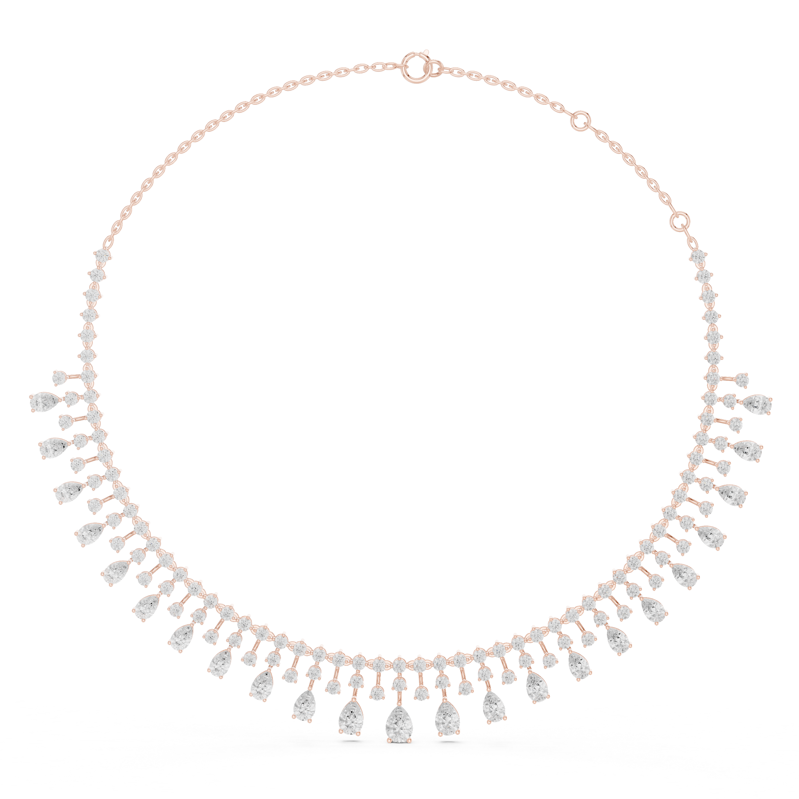 Diamond Fringe Drop Necklace – Statement Luxury Cascade Design