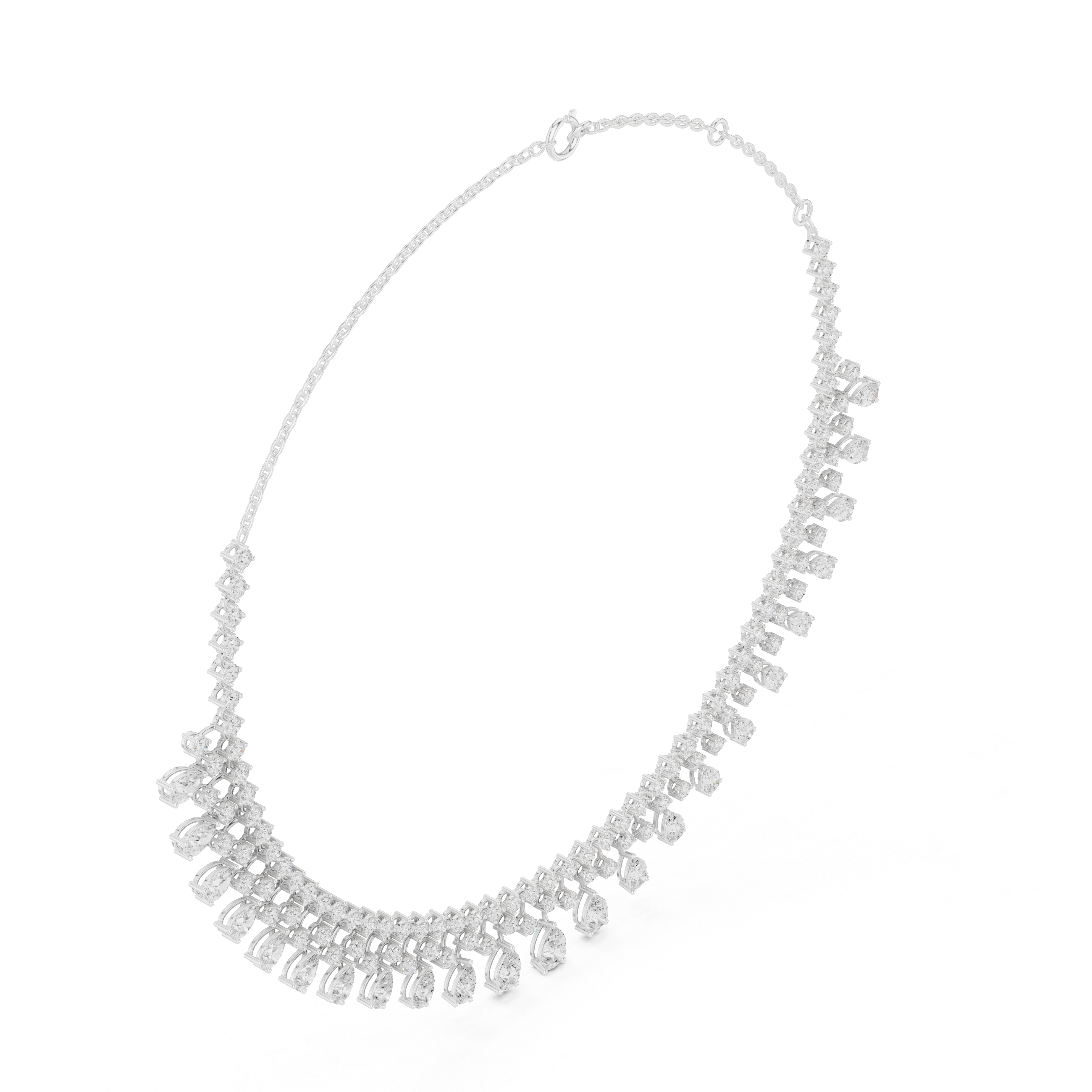 Diamond Fringe Drop Necklace – Statement Luxury Cascade Design