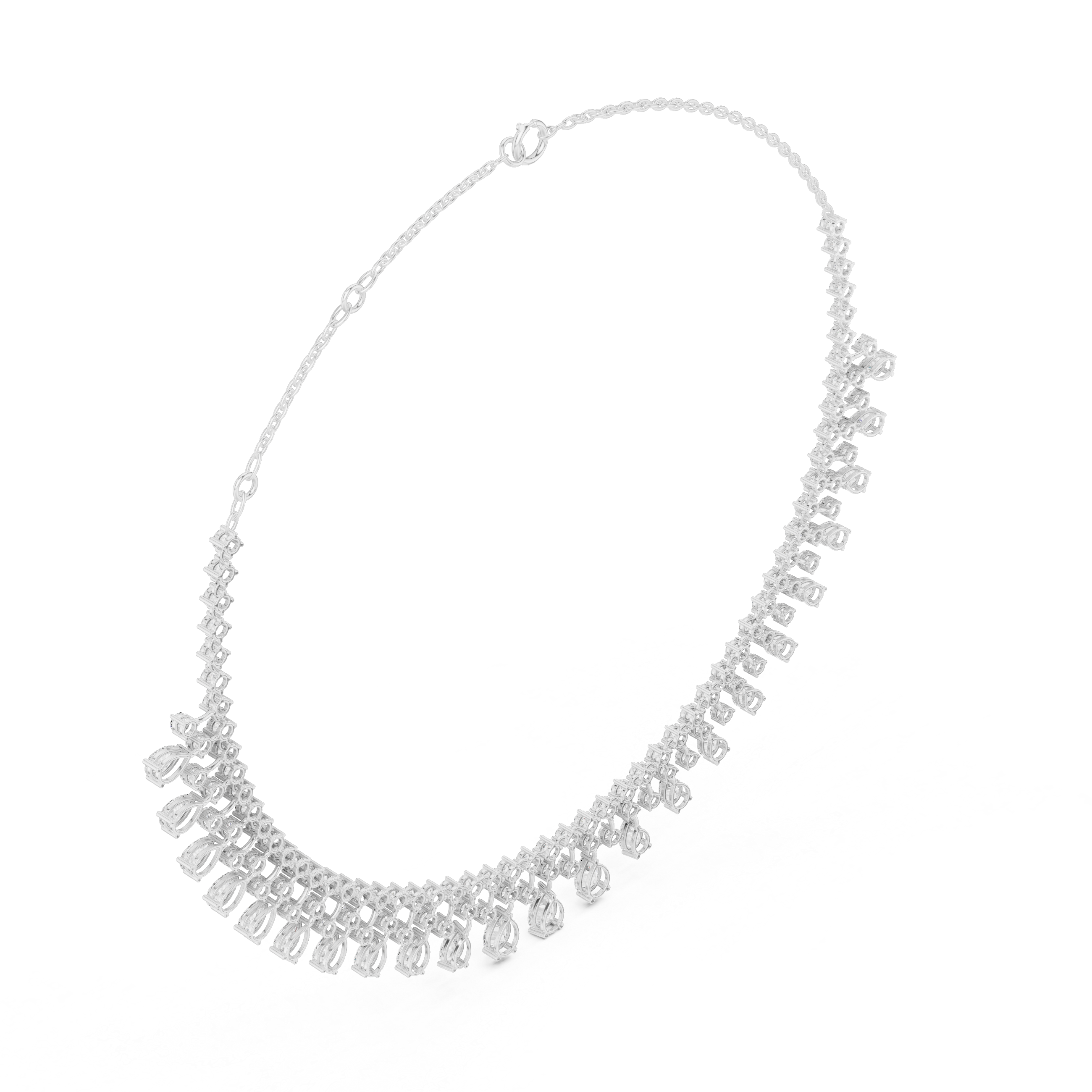 Diamond Fringe Drop Necklace – Statement Luxury Cascade Design