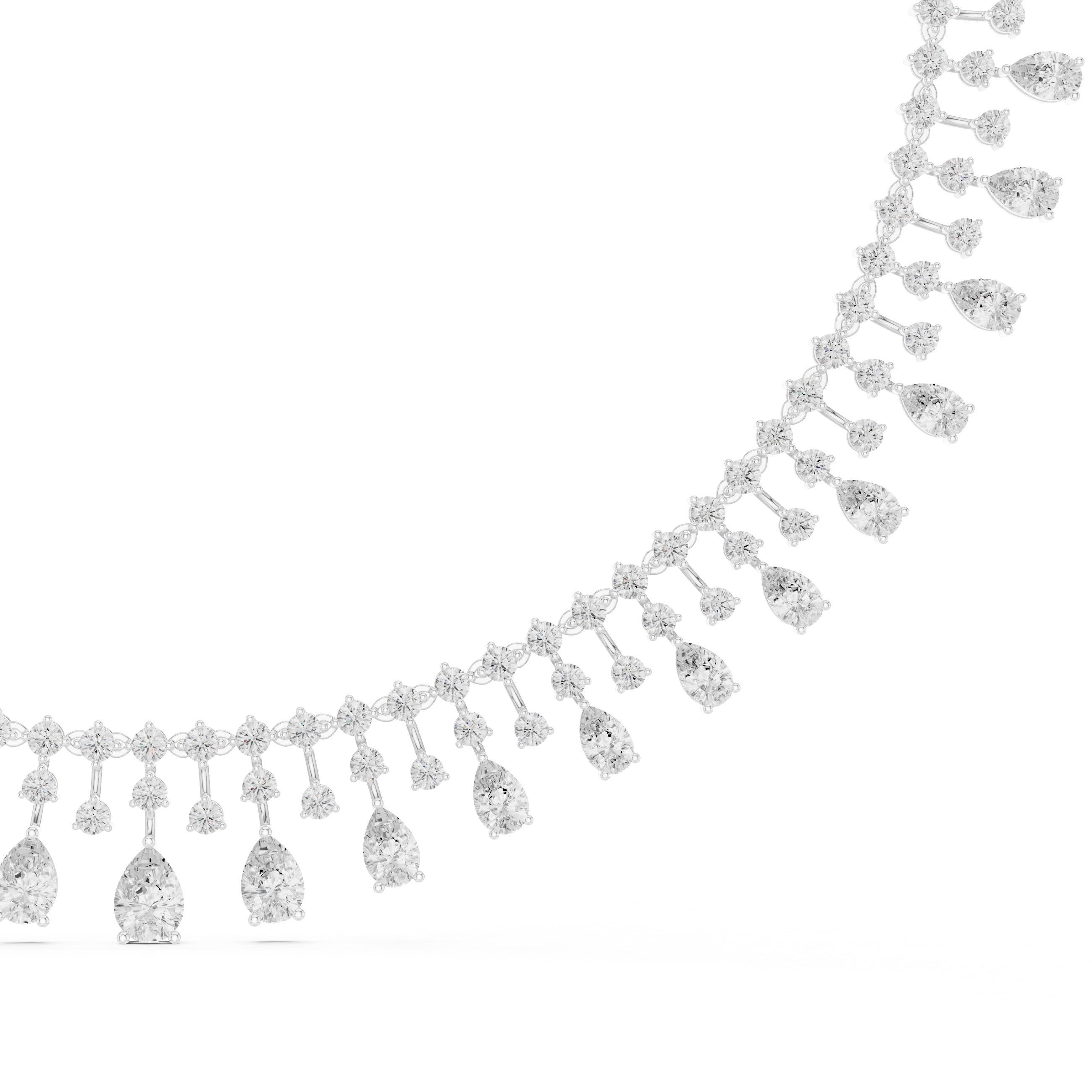 Diamond Fringe Drop Necklace – Statement Luxury Cascade Design