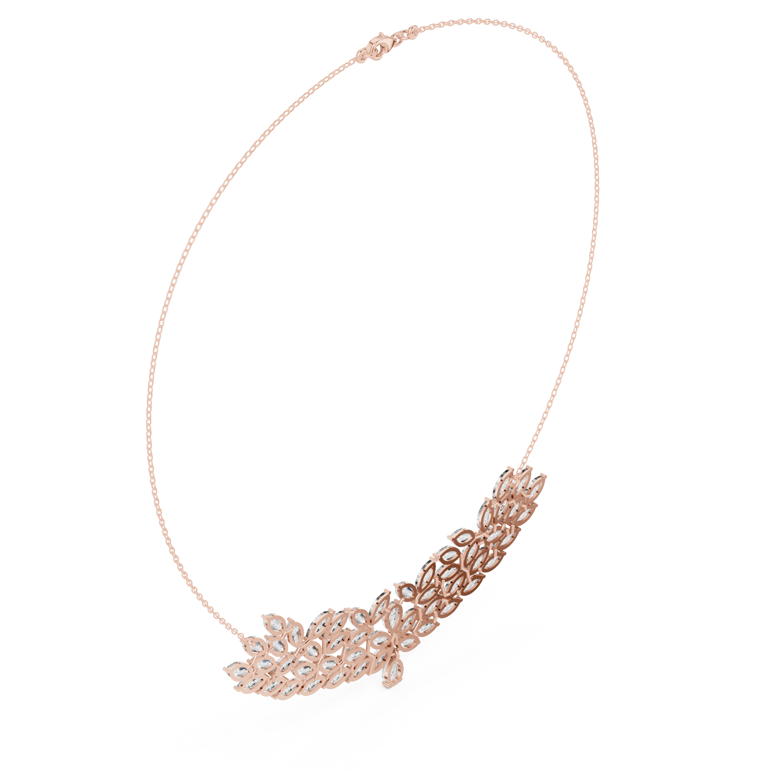 Luxury Marquise Leaf Diamond Necklace – Statement Vine Design