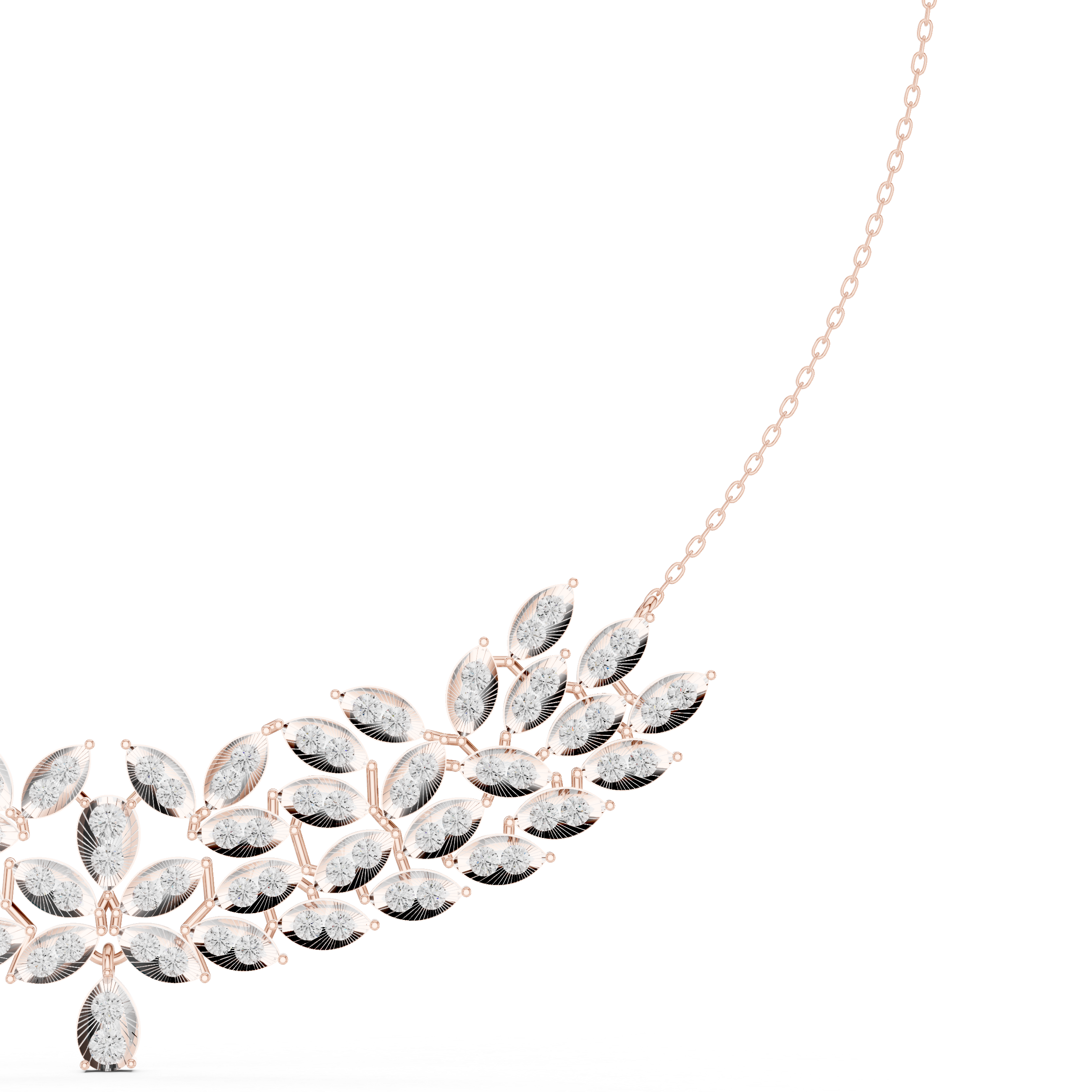 Luxury Marquise Leaf Diamond Necklace – Statement Vine Design