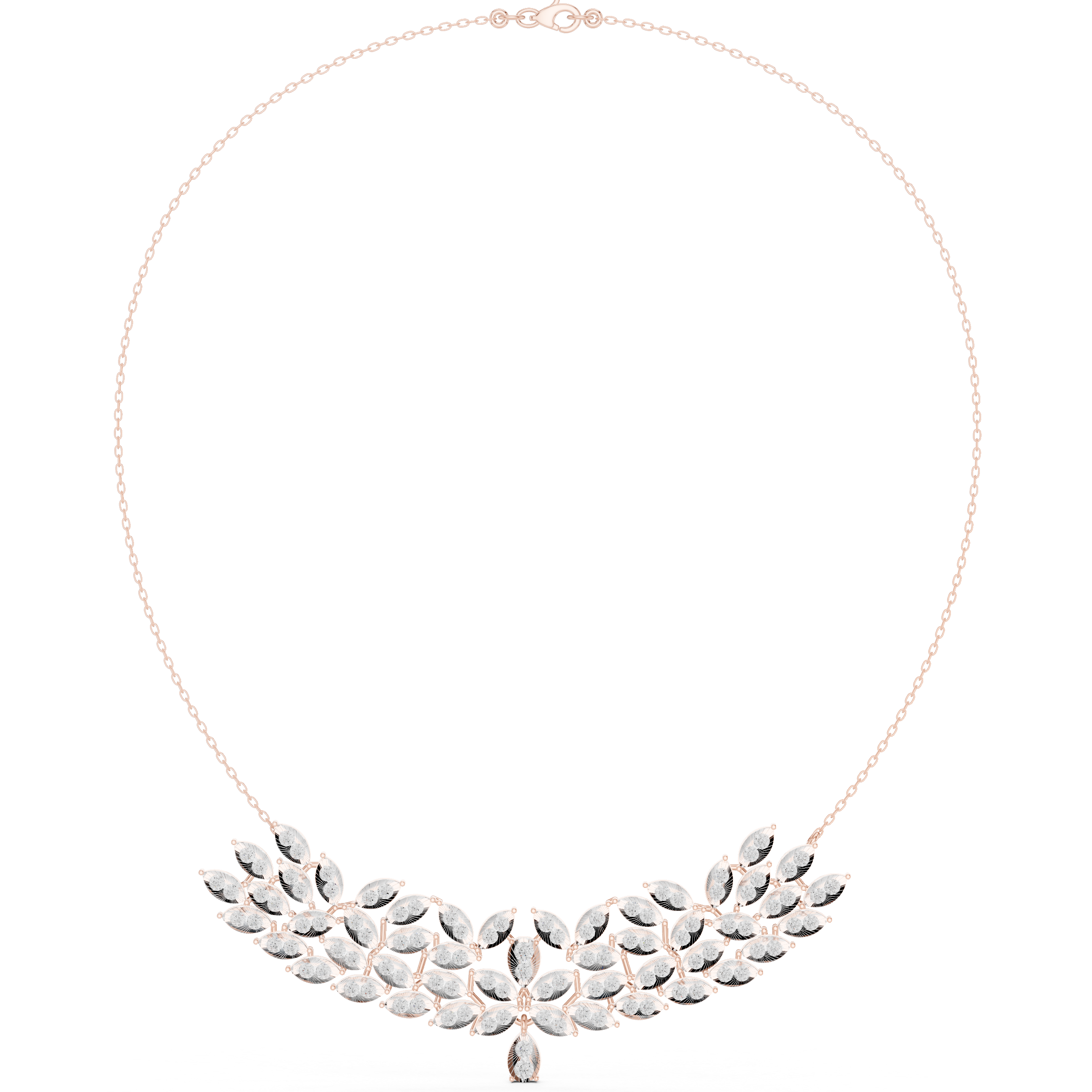 Luxury Marquise Leaf Diamond Necklace – Statement Vine Design