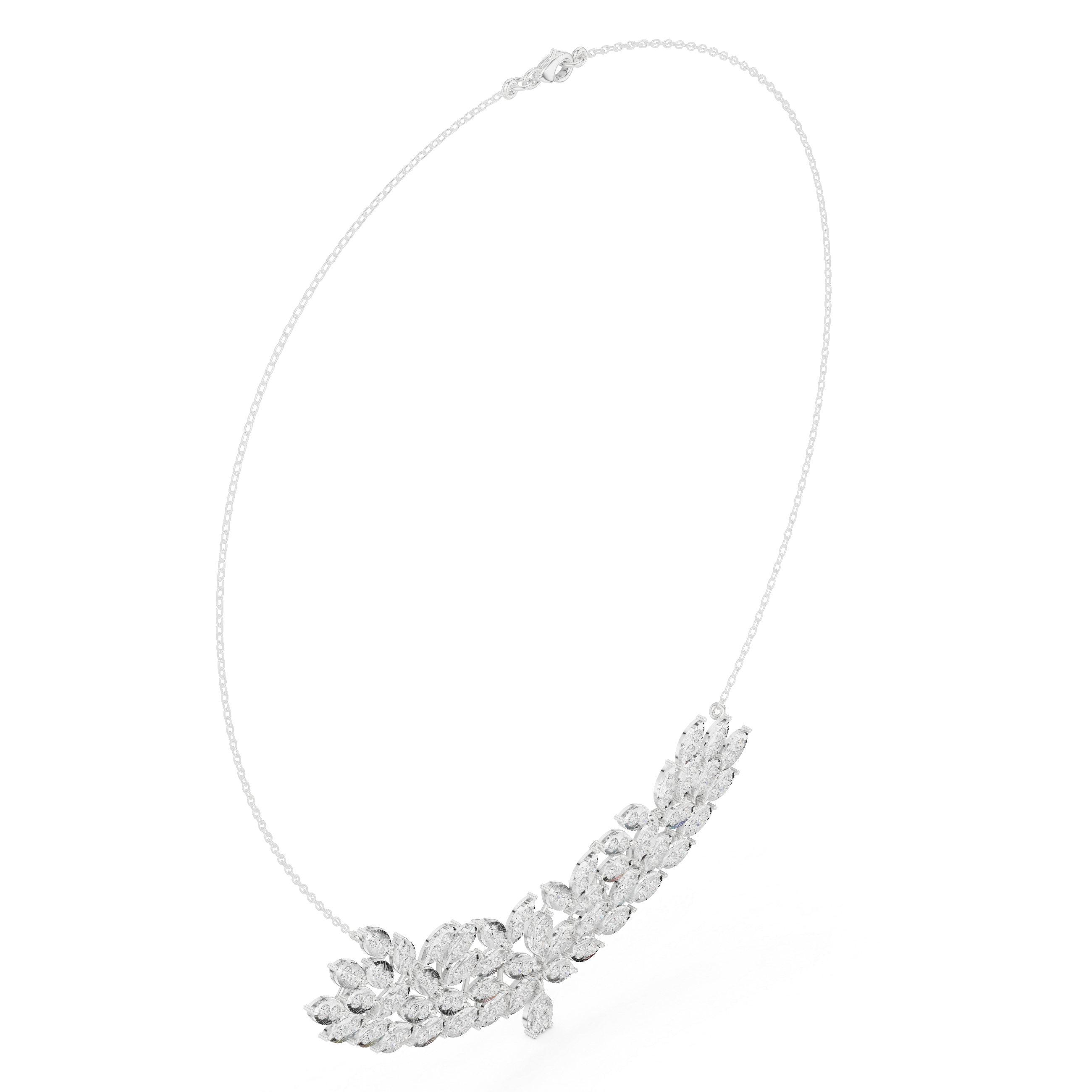 Luxury Marquise Leaf Diamond Necklace – Statement Vine Design