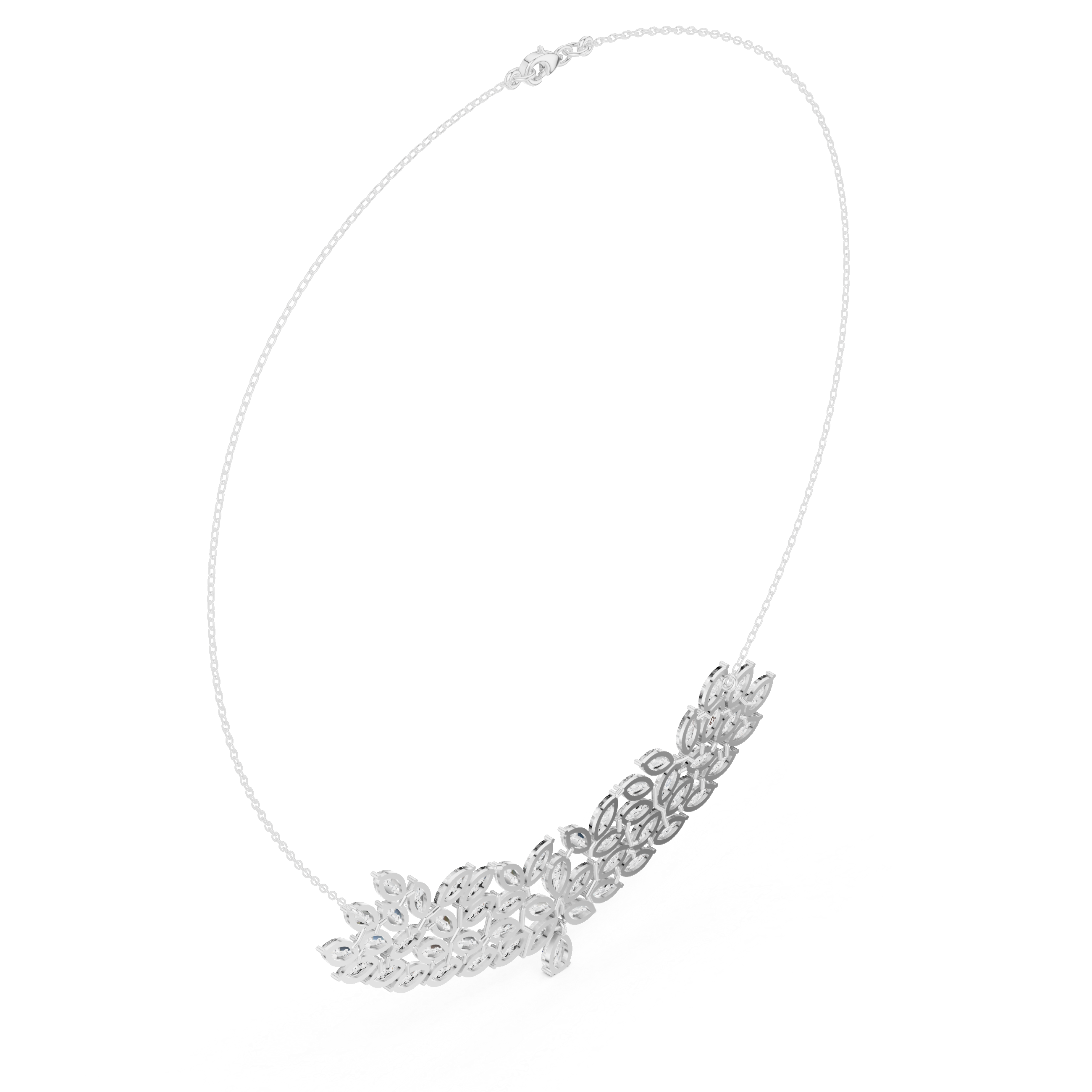 Luxury Marquise Leaf Diamond Necklace – Statement Vine Design