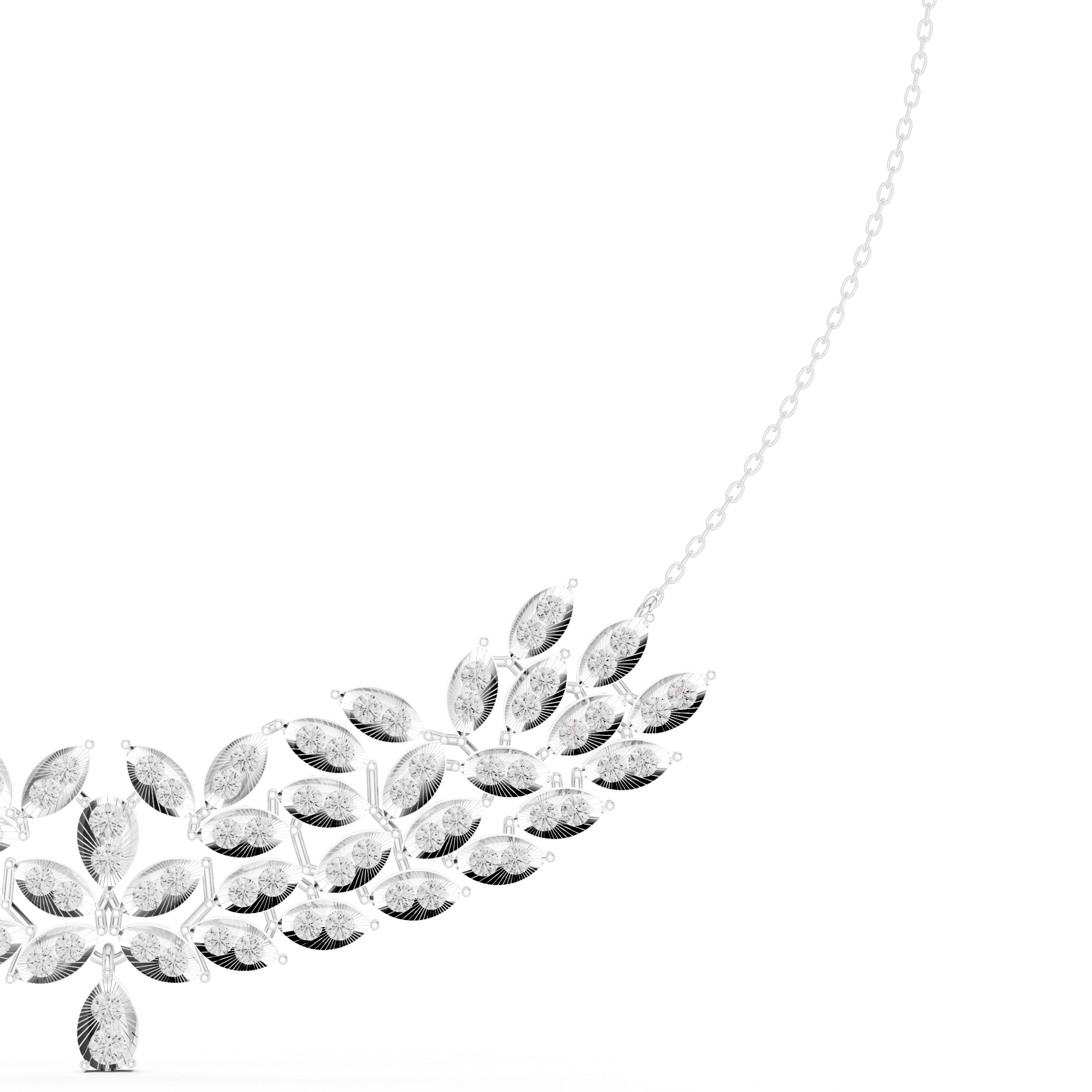 Luxury Marquise Leaf Diamond Necklace – Statement Vine Design