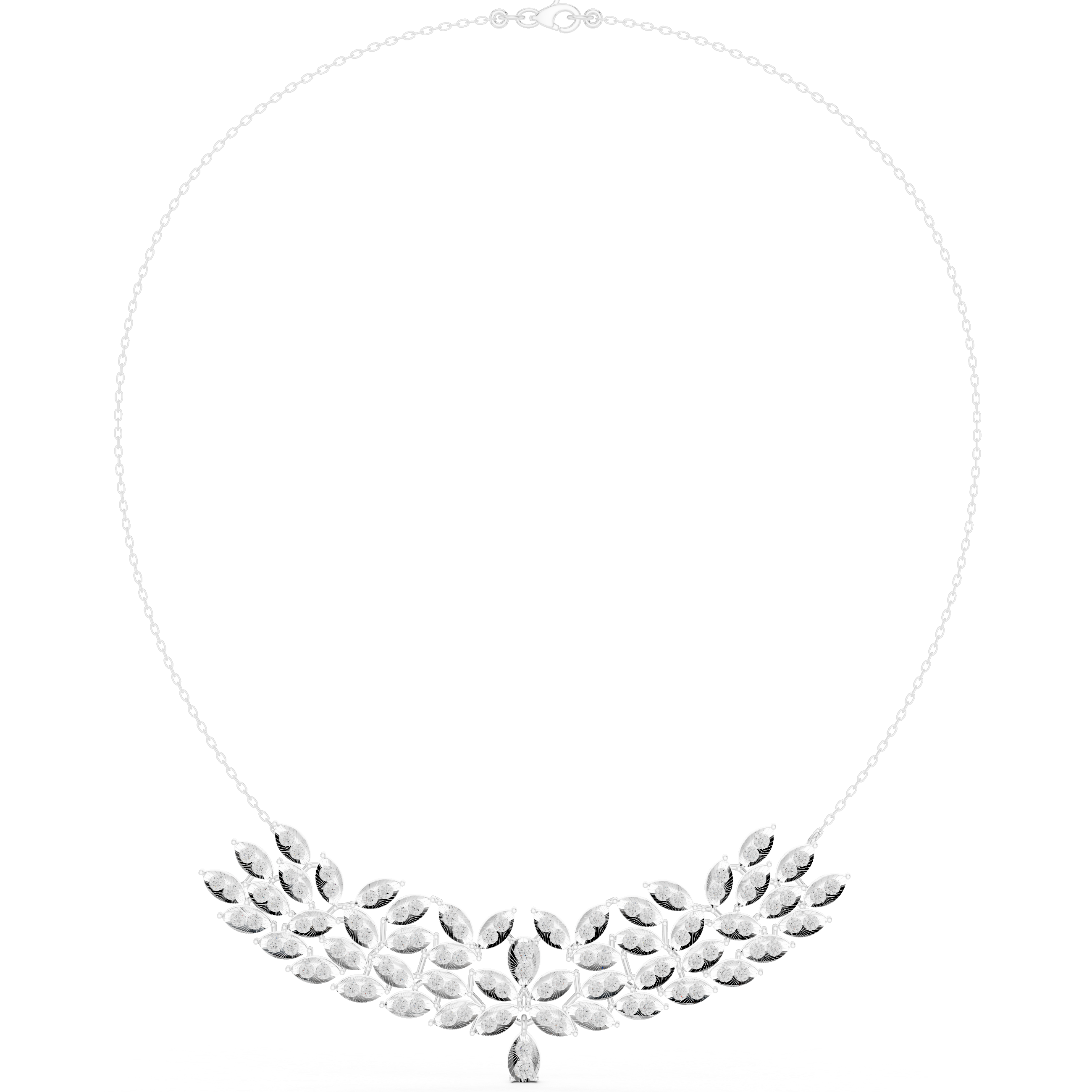Luxury Marquise Leaf Diamond Necklace – Statement Vine Design