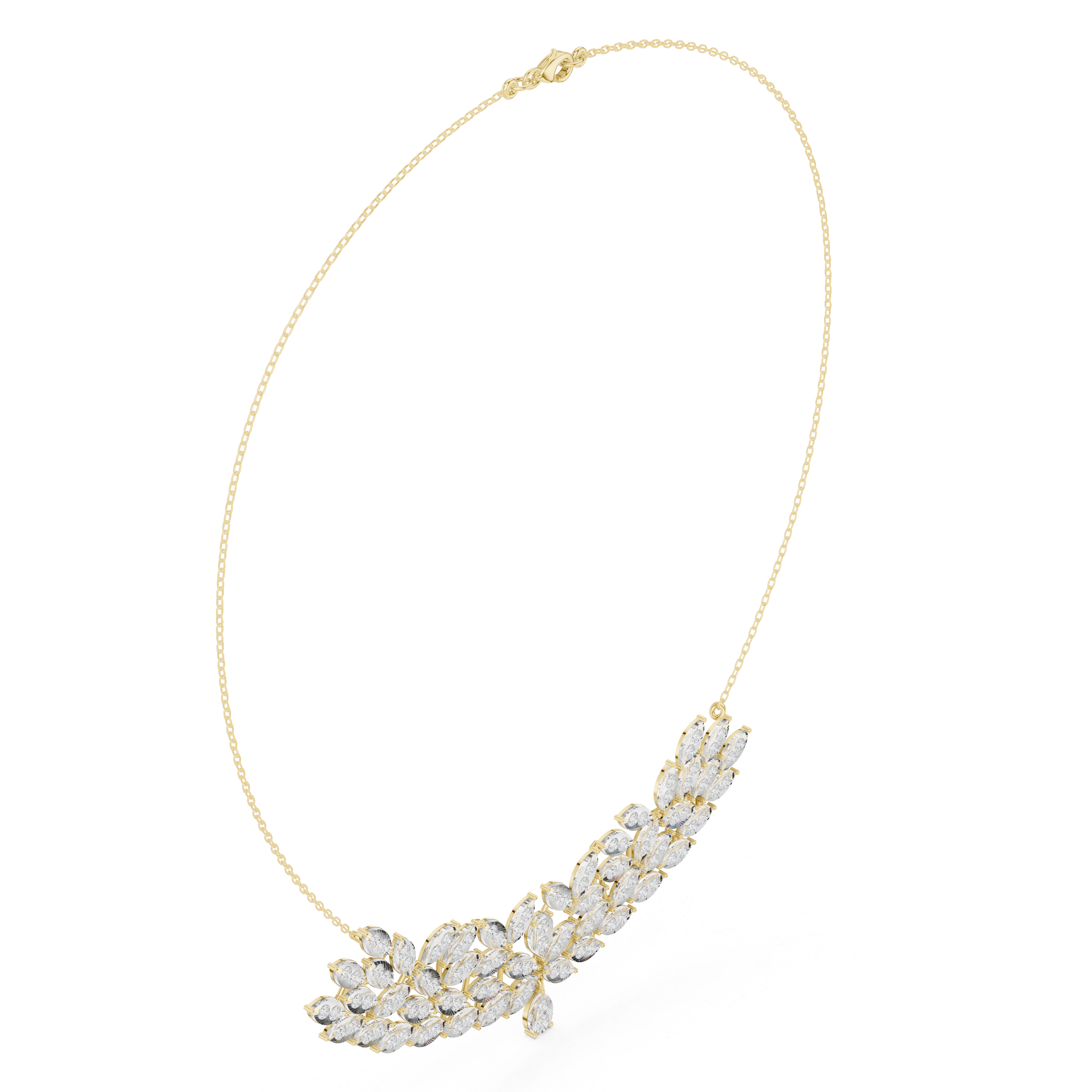 Luxury Marquise Leaf Diamond Necklace – Statement Vine Design
