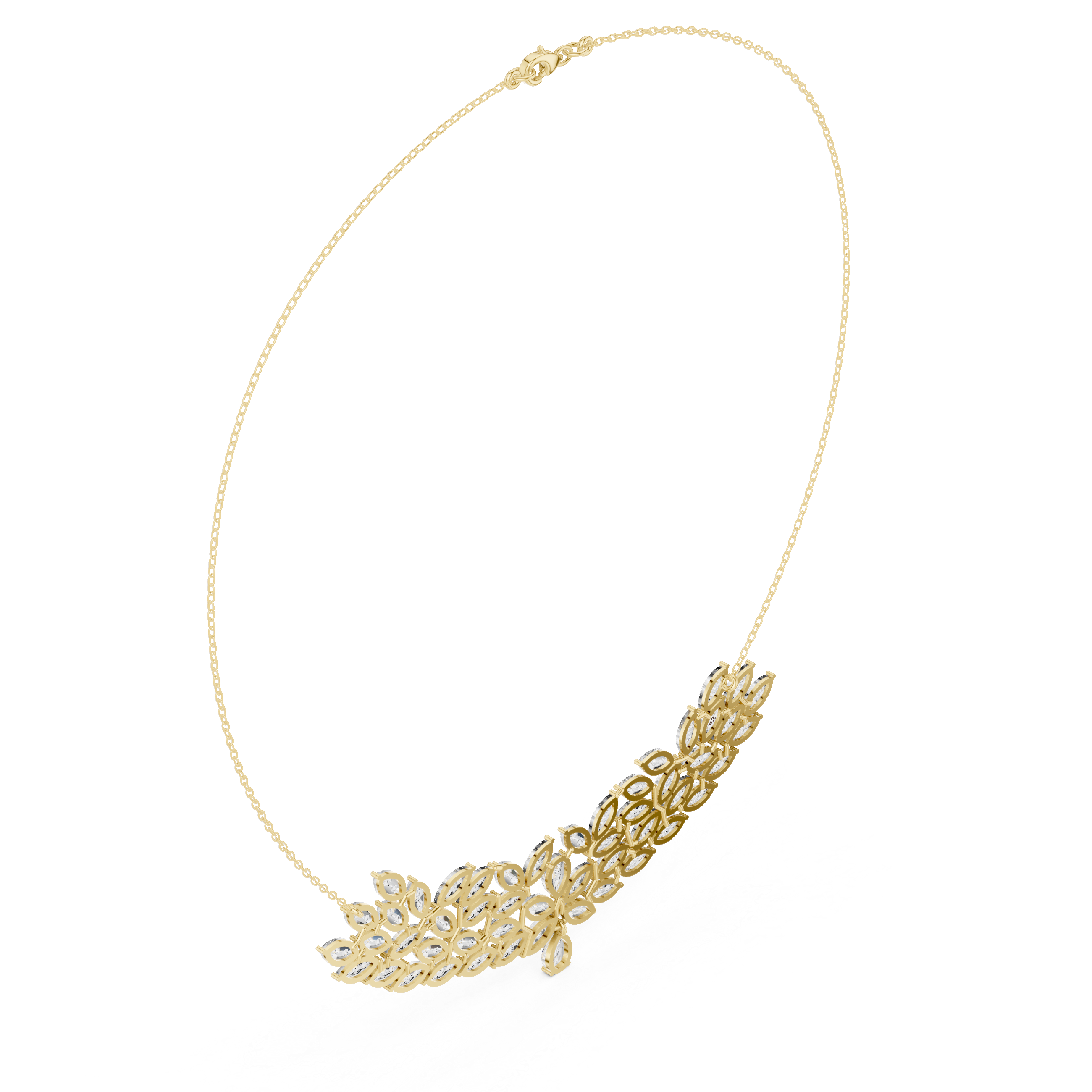 Luxury Marquise Leaf Diamond Necklace – Statement Vine Design