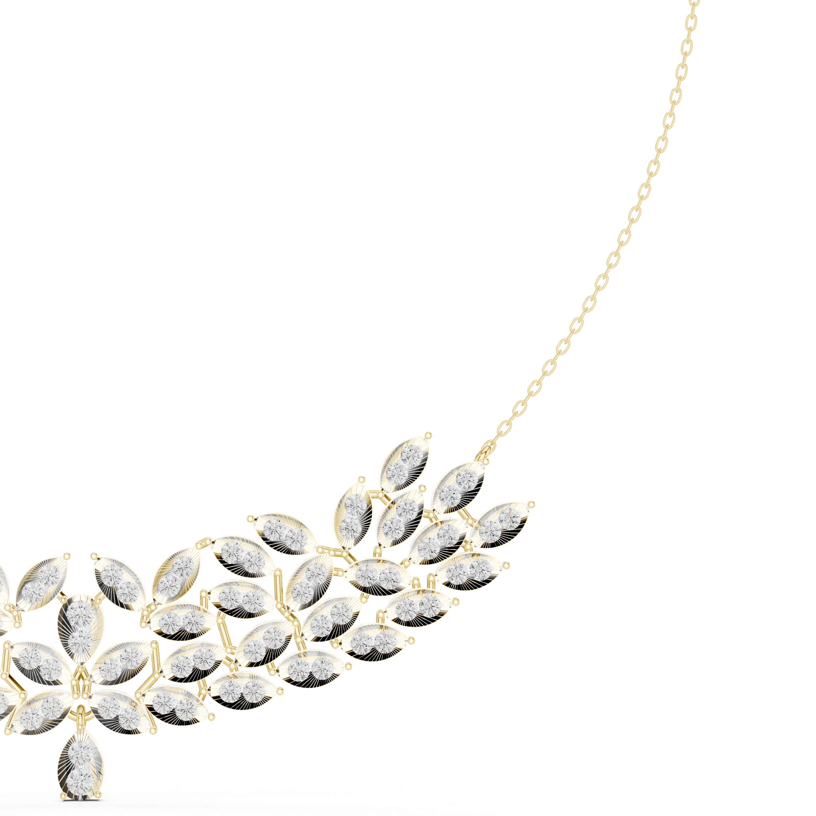 Luxury Marquise Leaf Diamond Necklace – Statement Vine Design