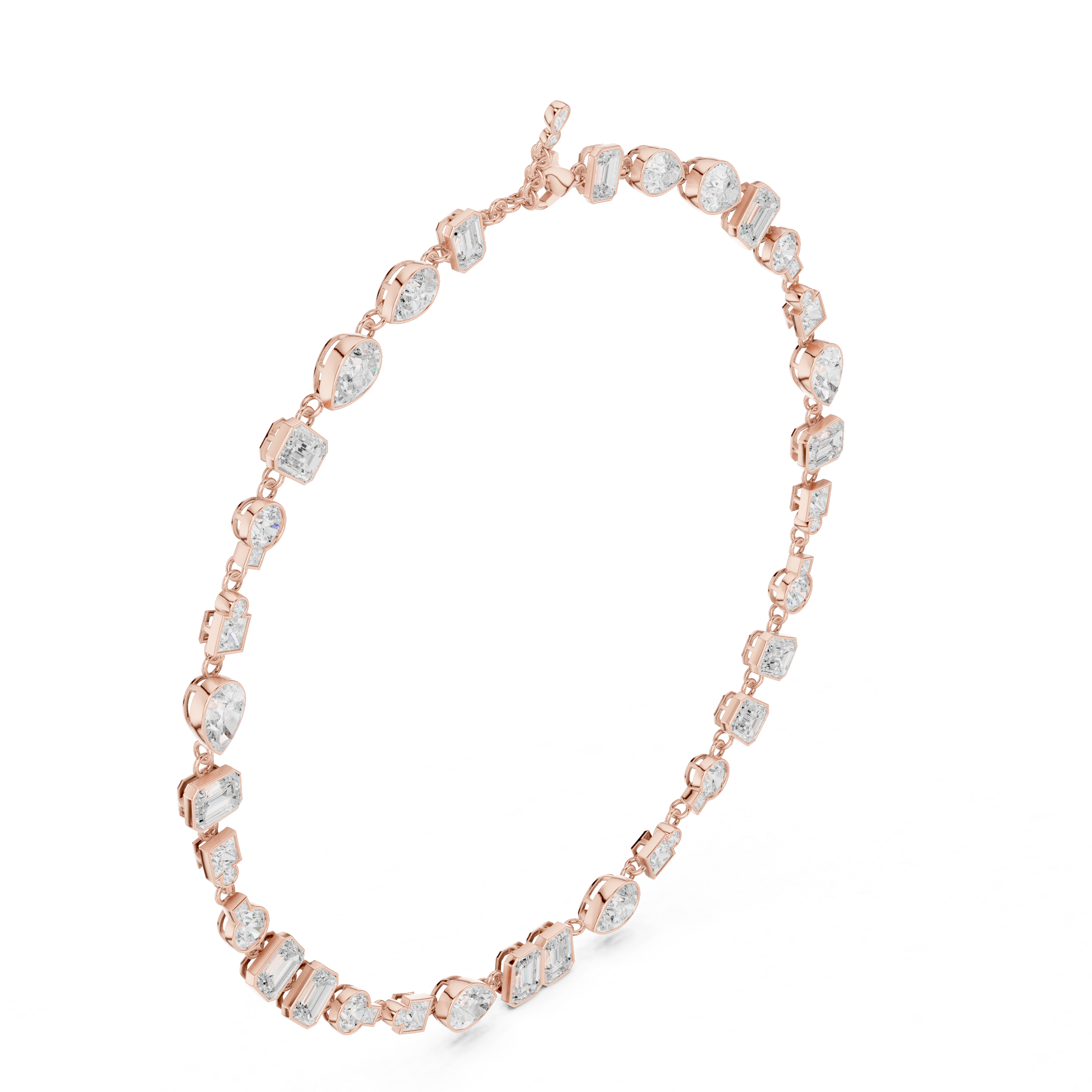 Multi Shape Diamond Station Necklace – Modern Geometric Elegance