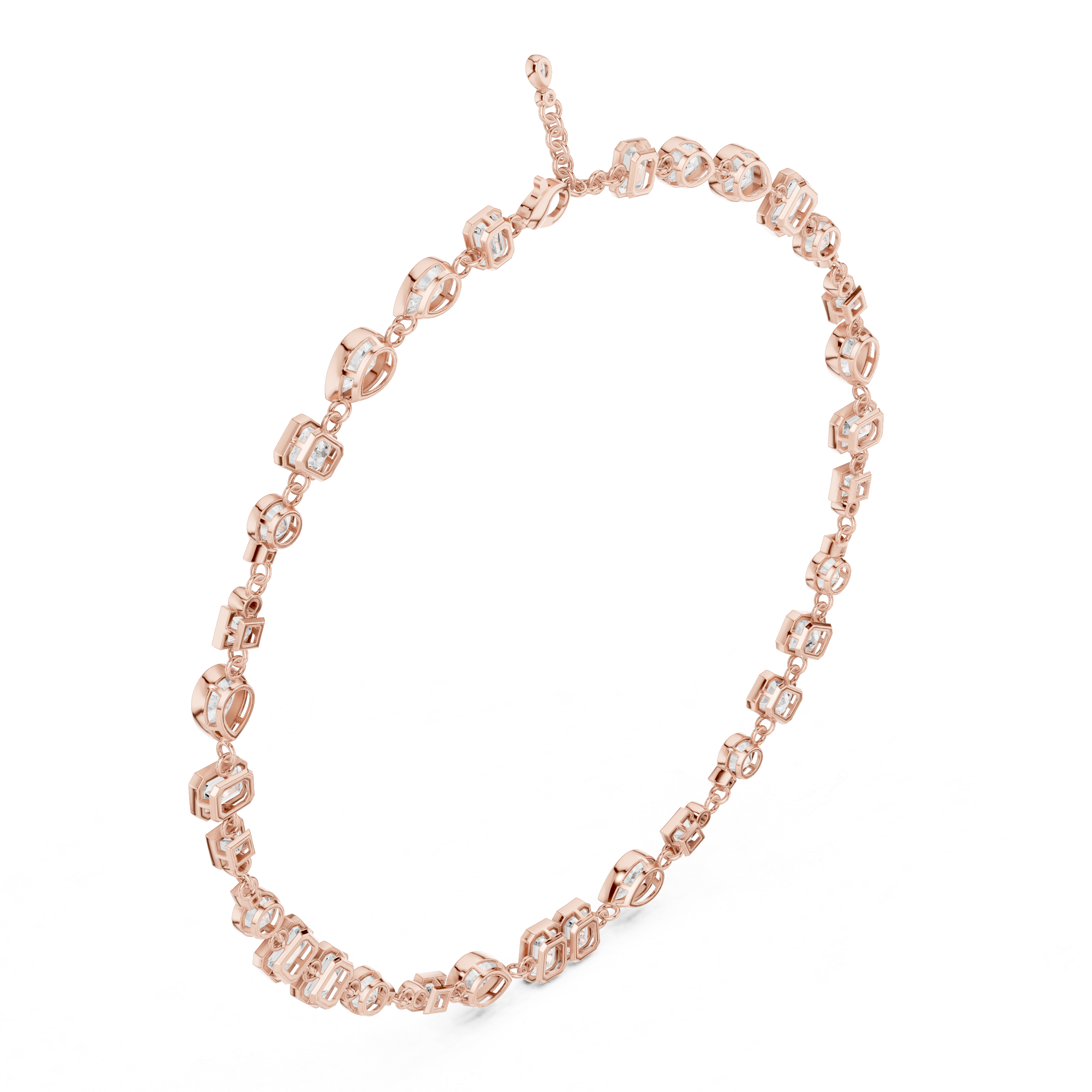 Multi Shape Diamond Station Necklace – Modern Geometric Elegance