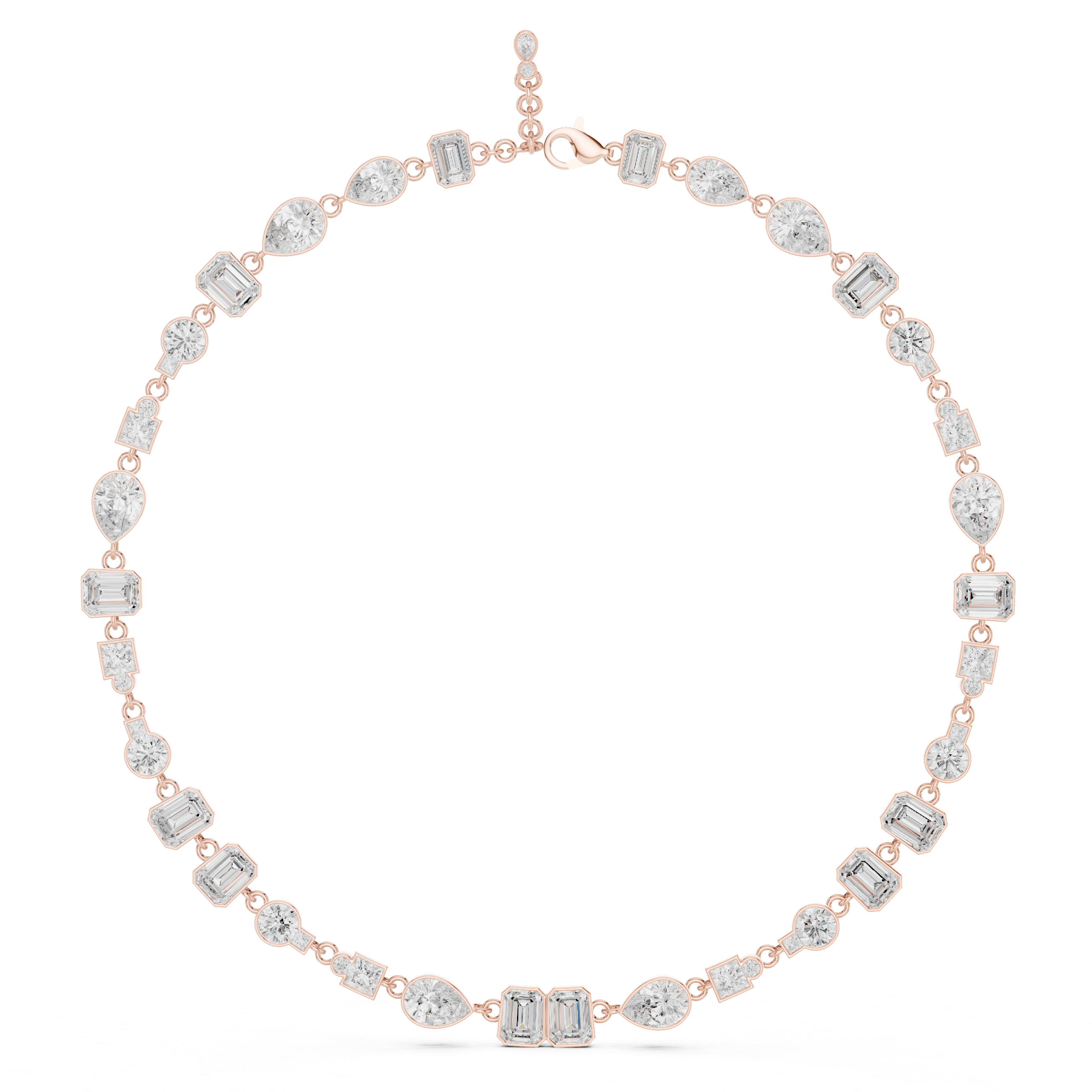 Multi Shape Diamond Station Necklace – Modern Geometric Elegance