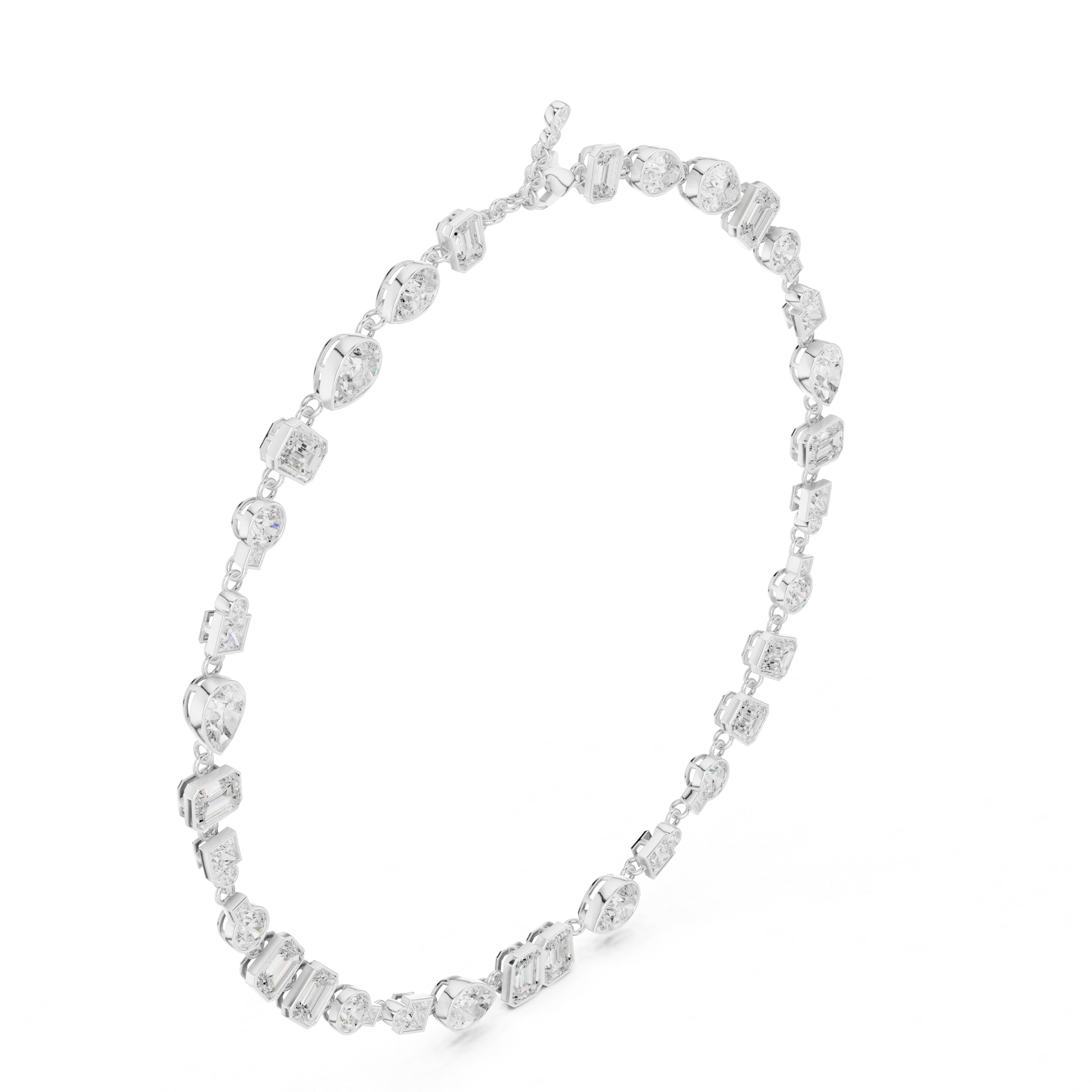 Multi Shape Diamond Station Necklace – Modern Geometric Elegance