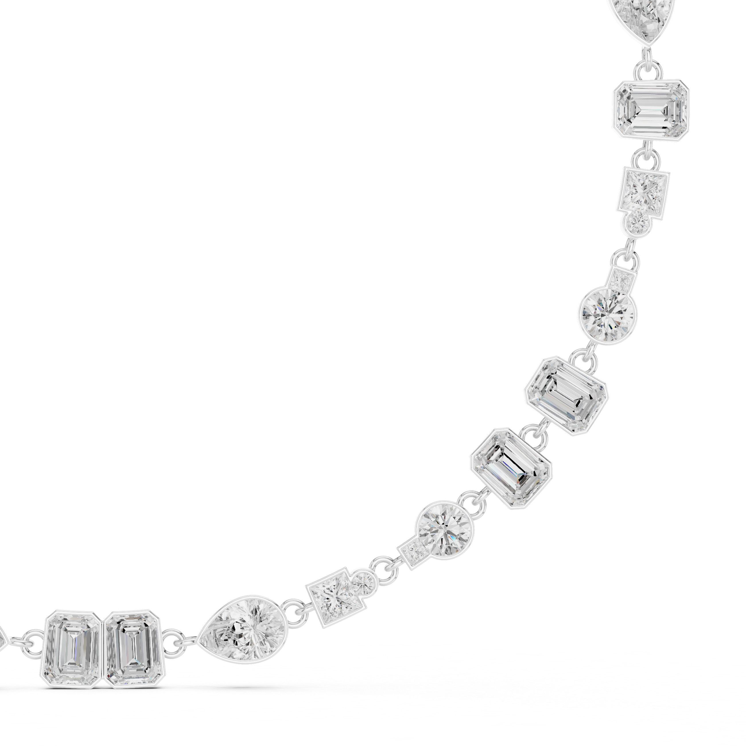 Multi Shape Diamond Station Necklace – Modern Geometric Elegance