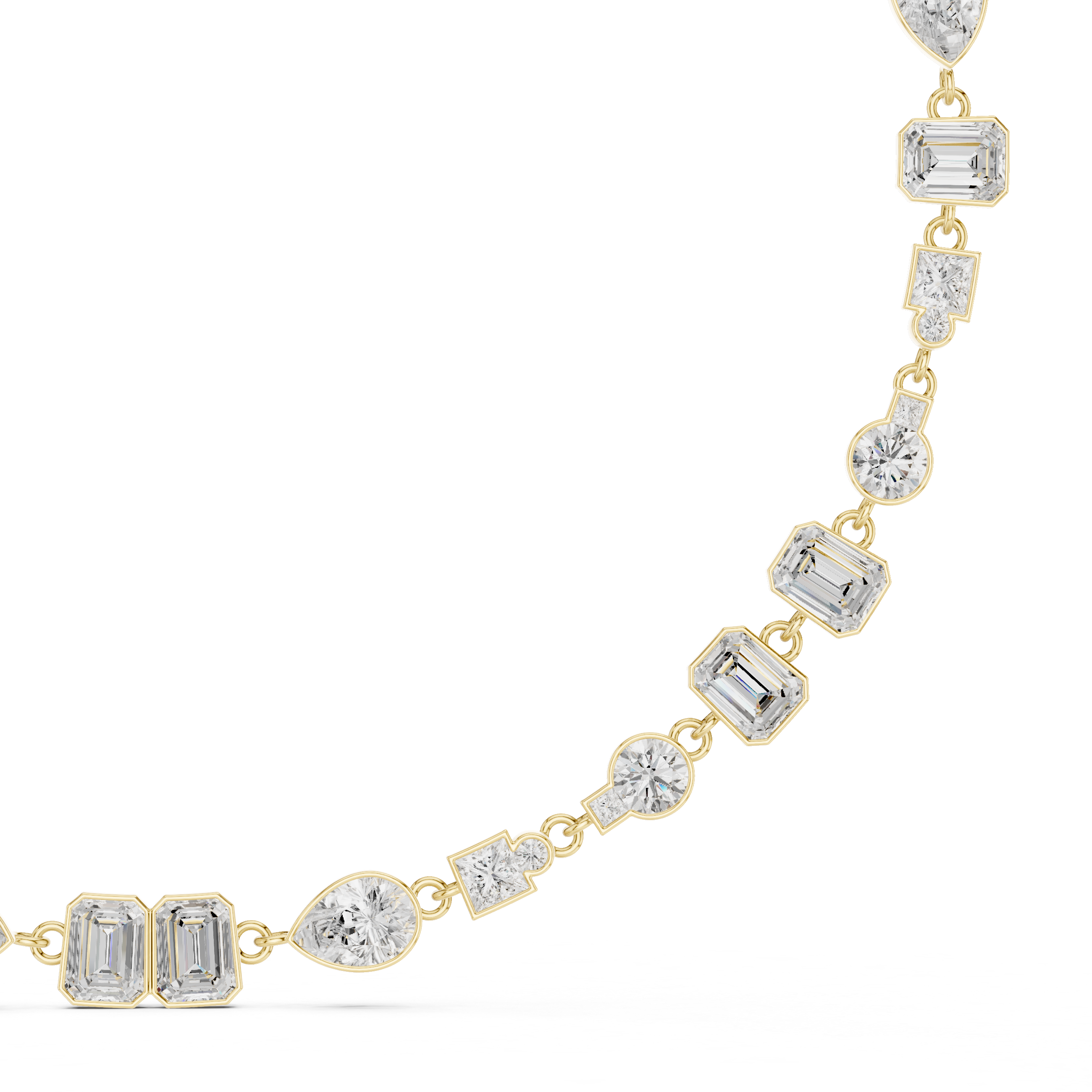 Multi Shape Diamond Station Necklace – Modern Geometric Elegance