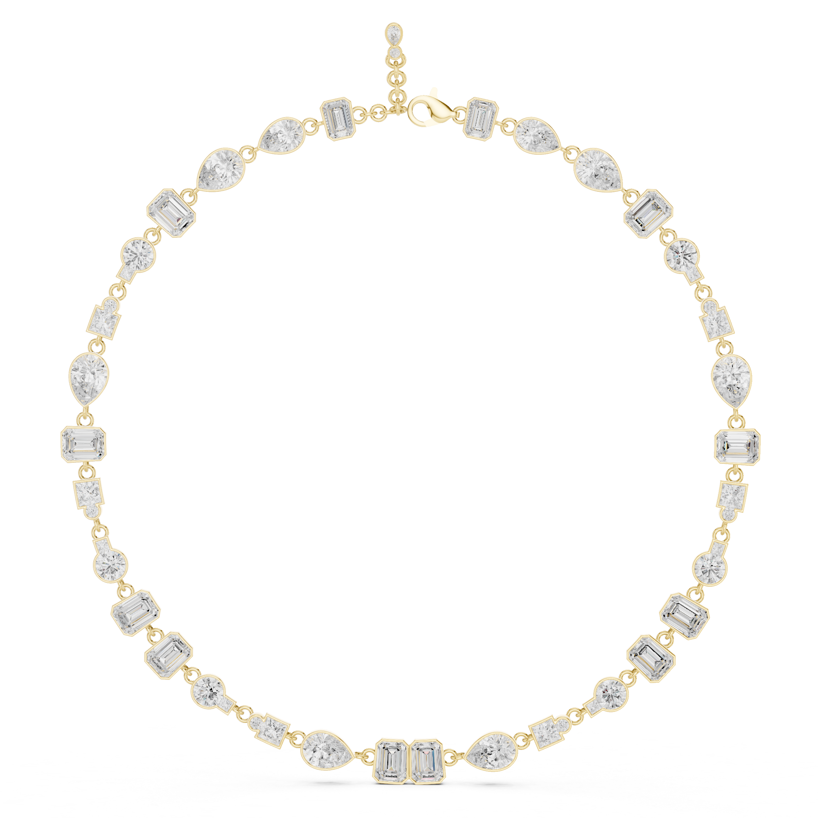 Multi Shape Diamond Station Necklace – Modern Geometric Elegance