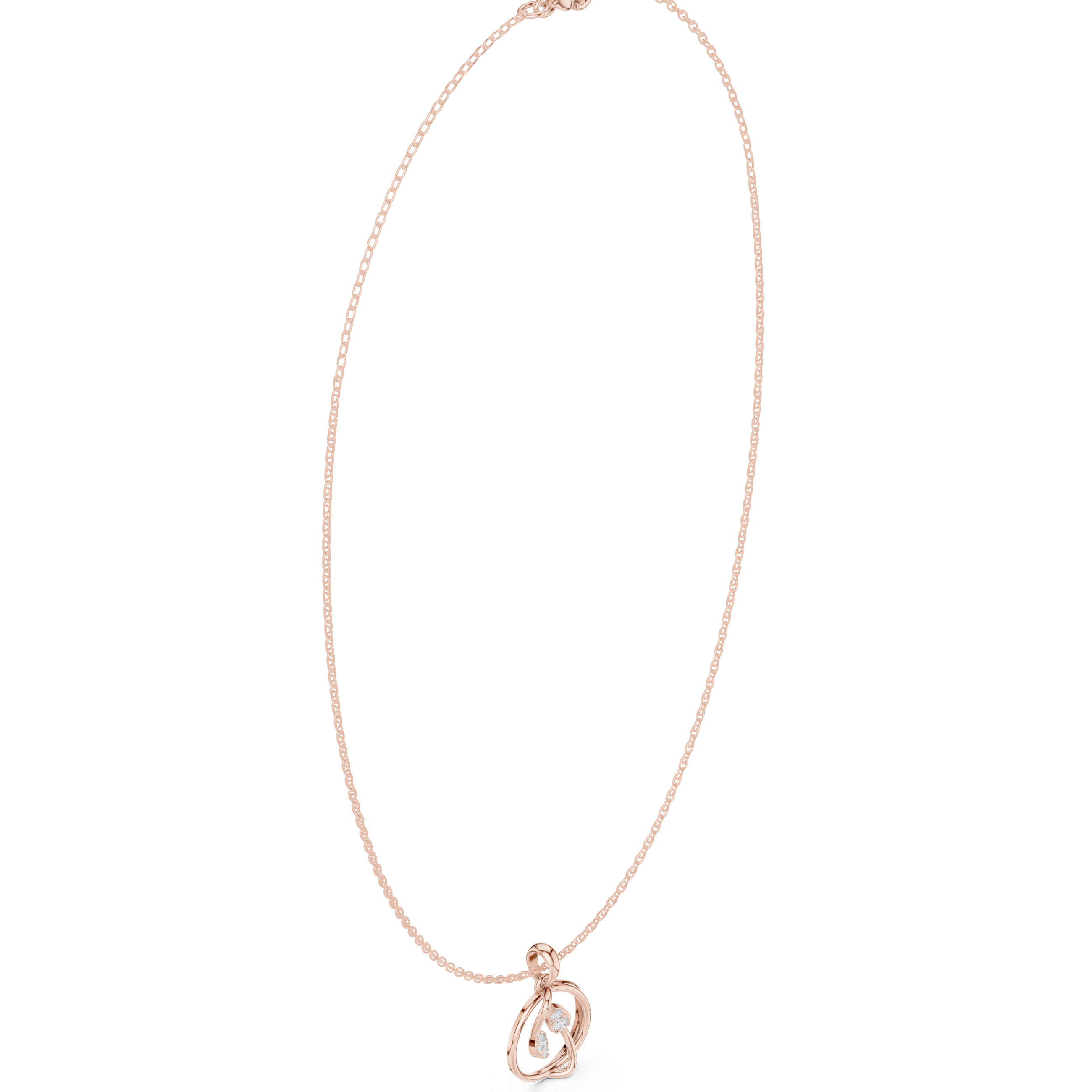 Intertwined Circle Diamond Pendant Necklace