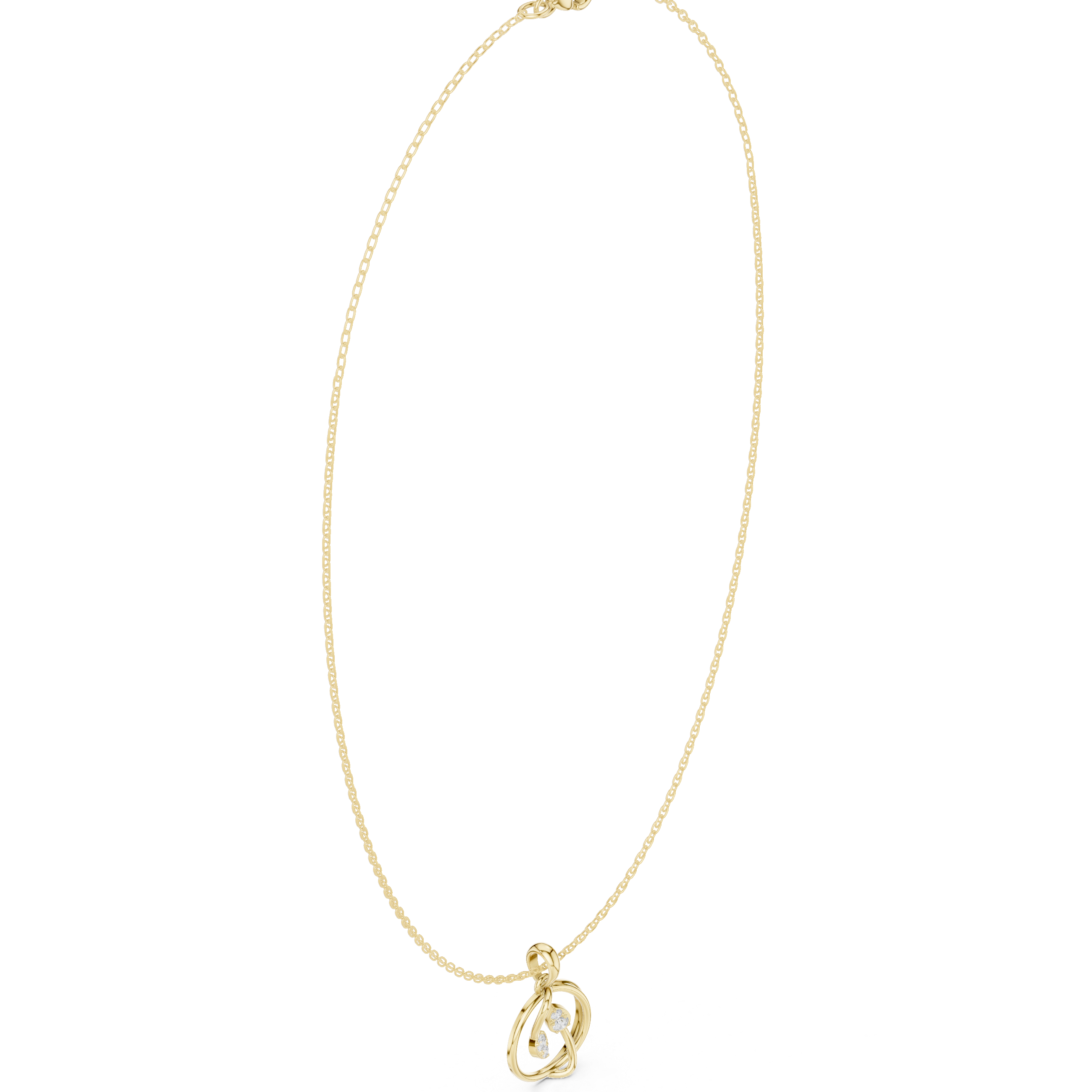 Intertwined Circle Diamond Pendant Necklace