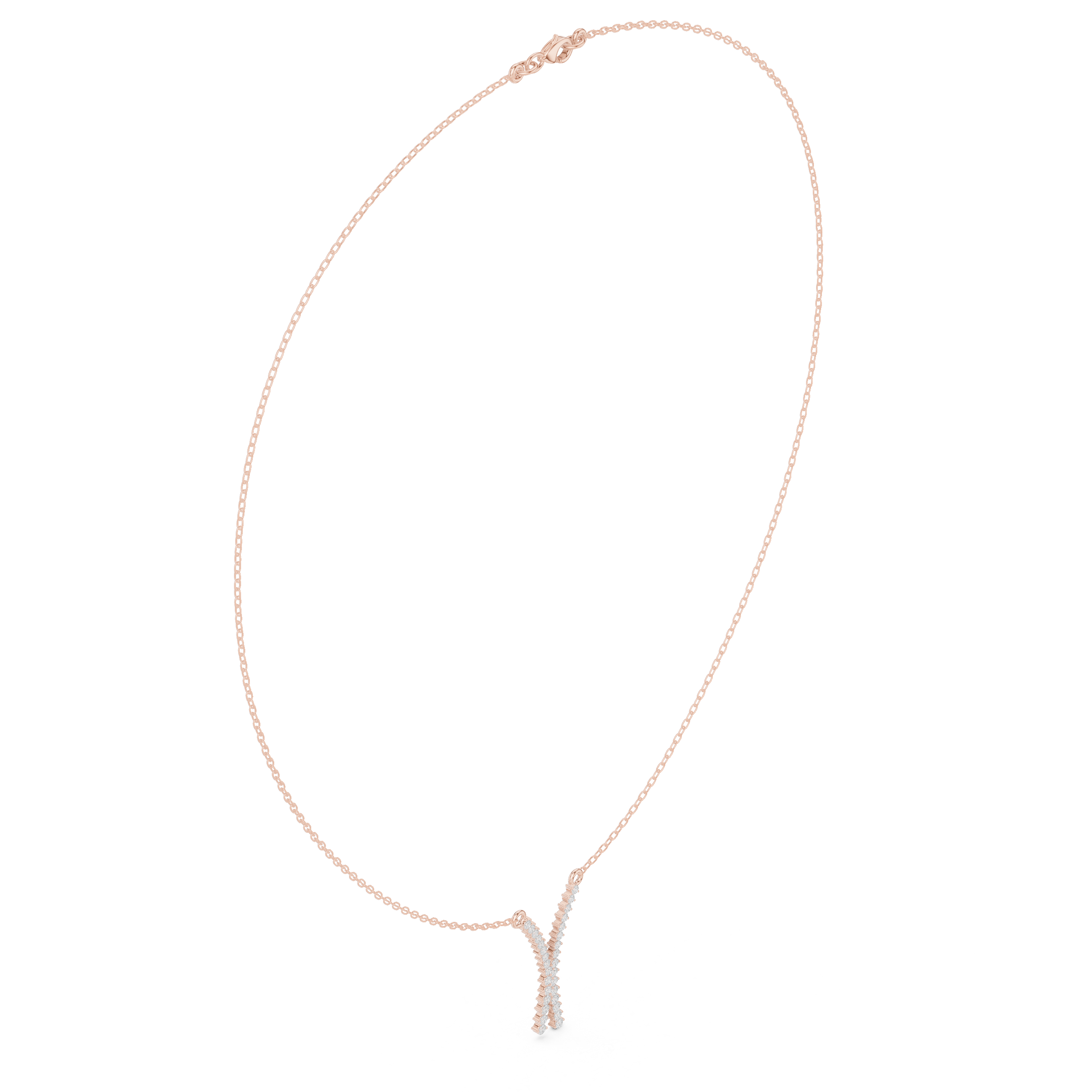 Diamond Crossed Y Drop Necklace