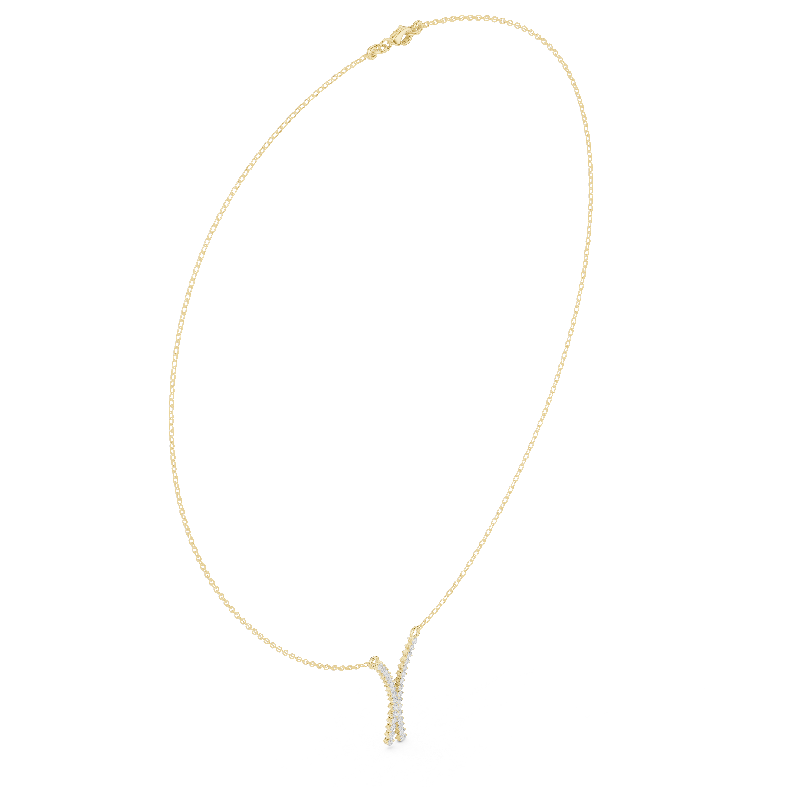 Diamond Crossed Y Drop Necklace