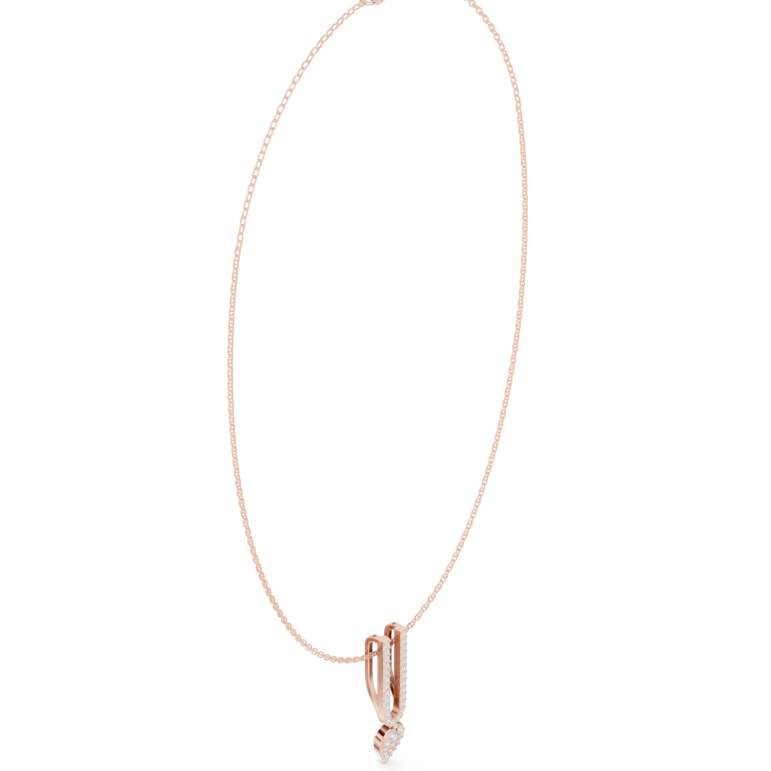 Diamond U-Link Drop Necklace
