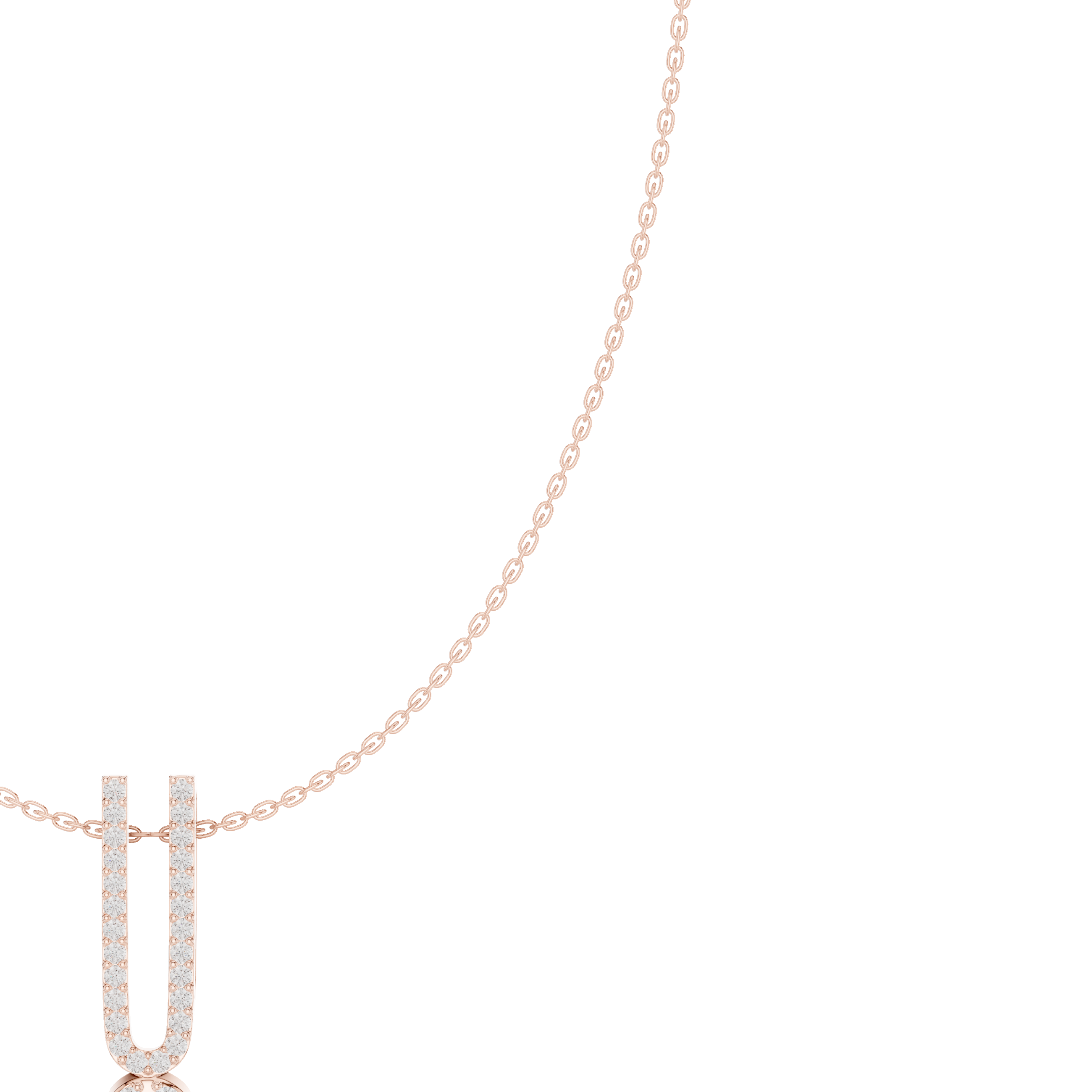Diamond U-Link Drop Necklace