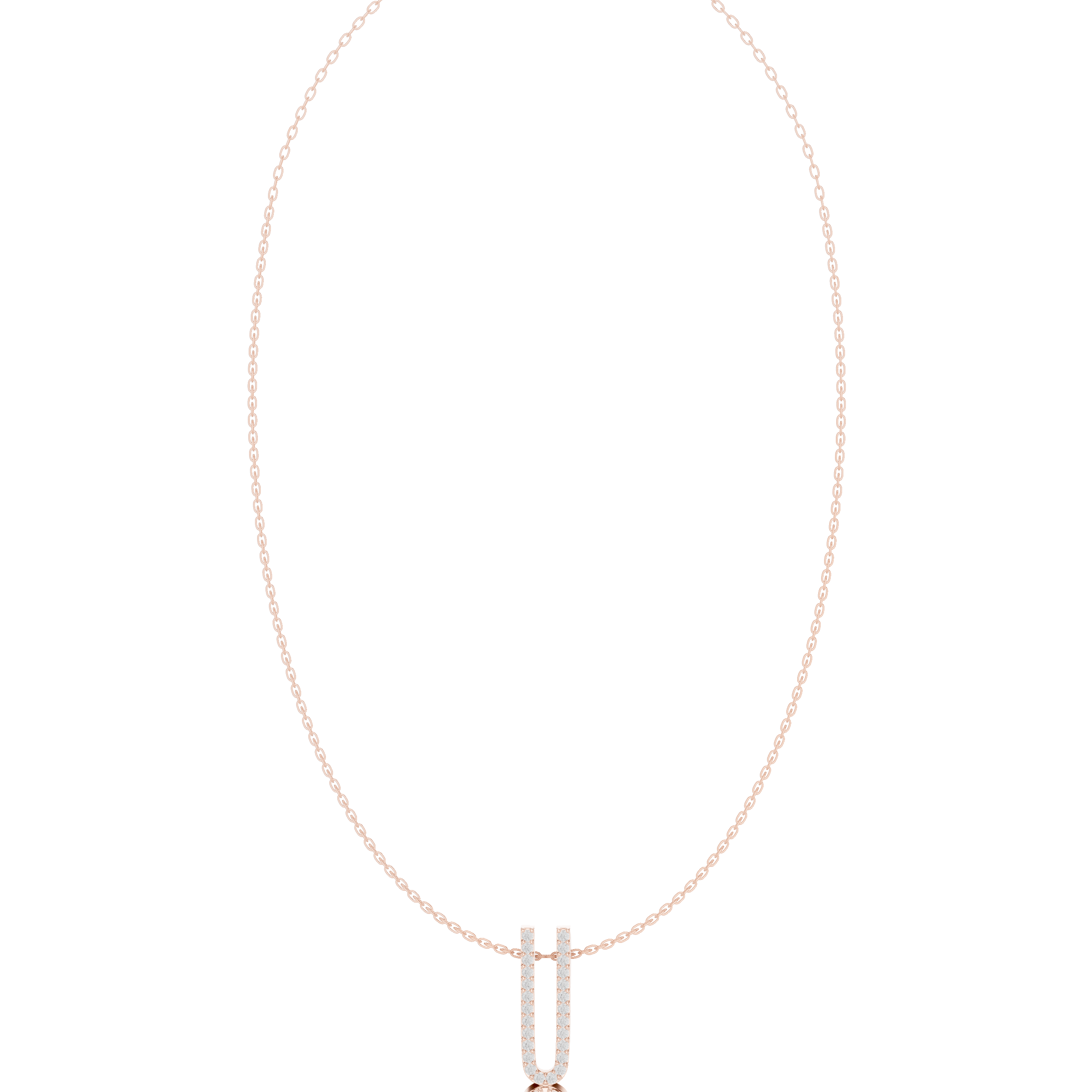 Diamond U-Link Drop Necklace