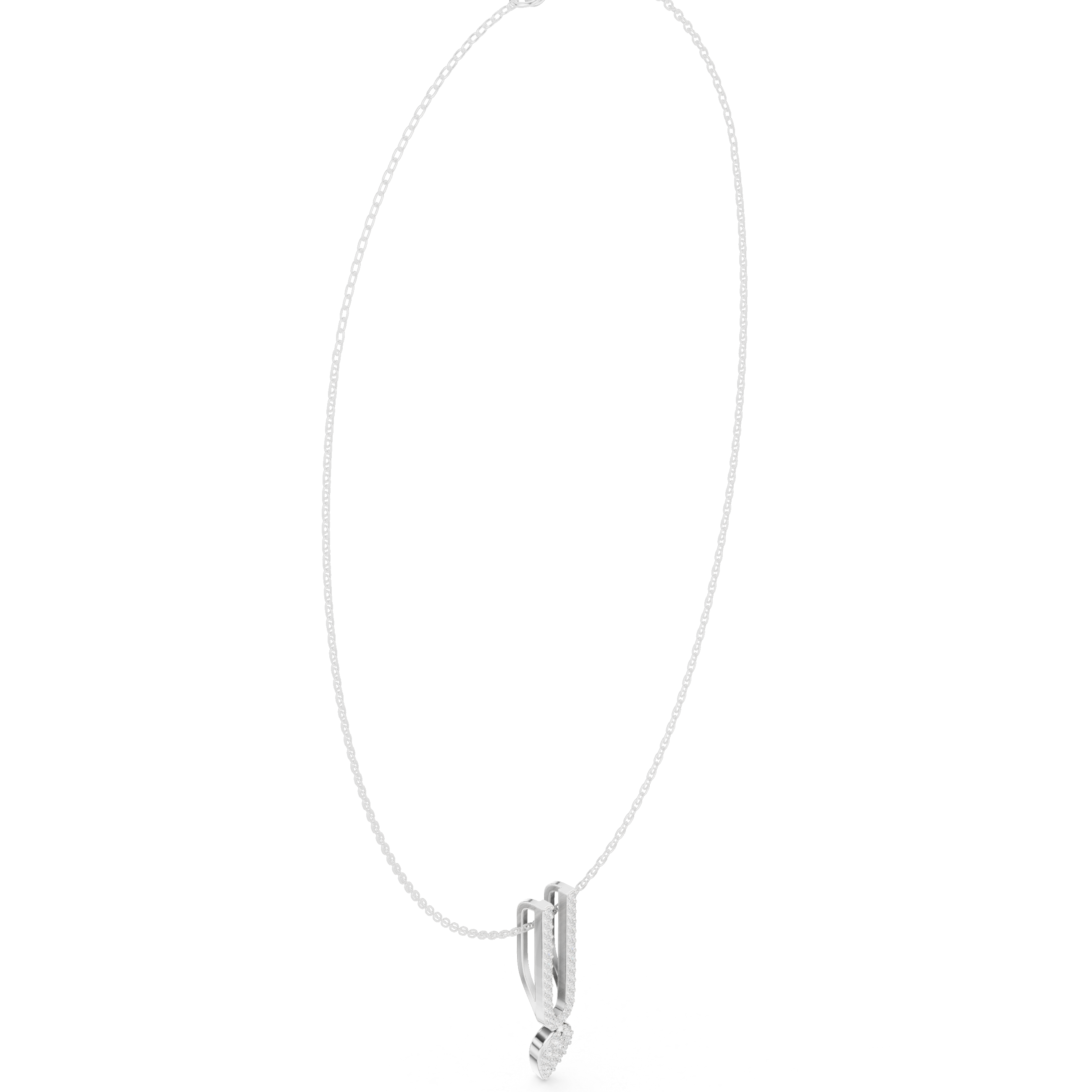 Diamond U-Link Drop Necklace