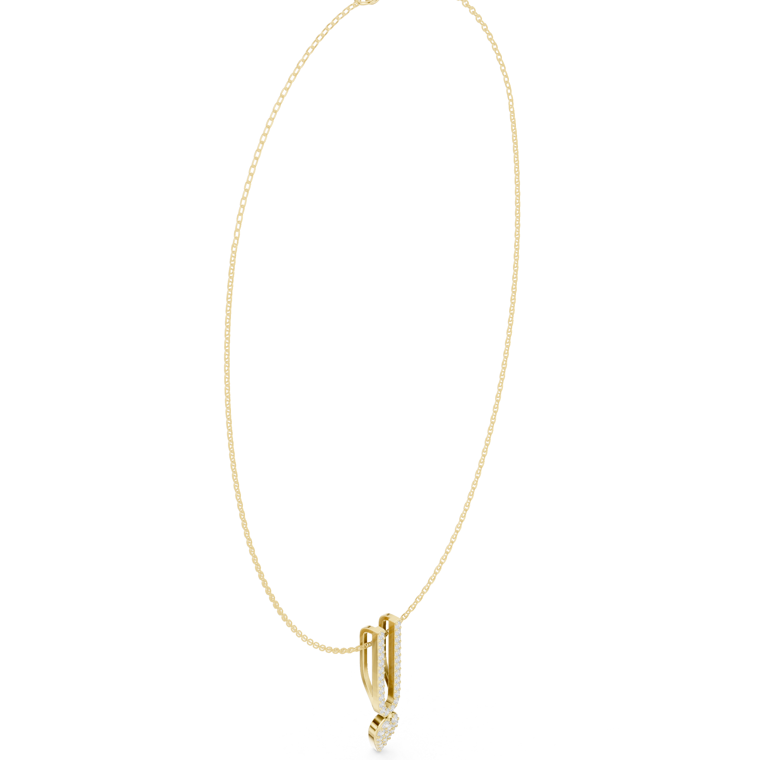Diamond U-Link Drop Necklace