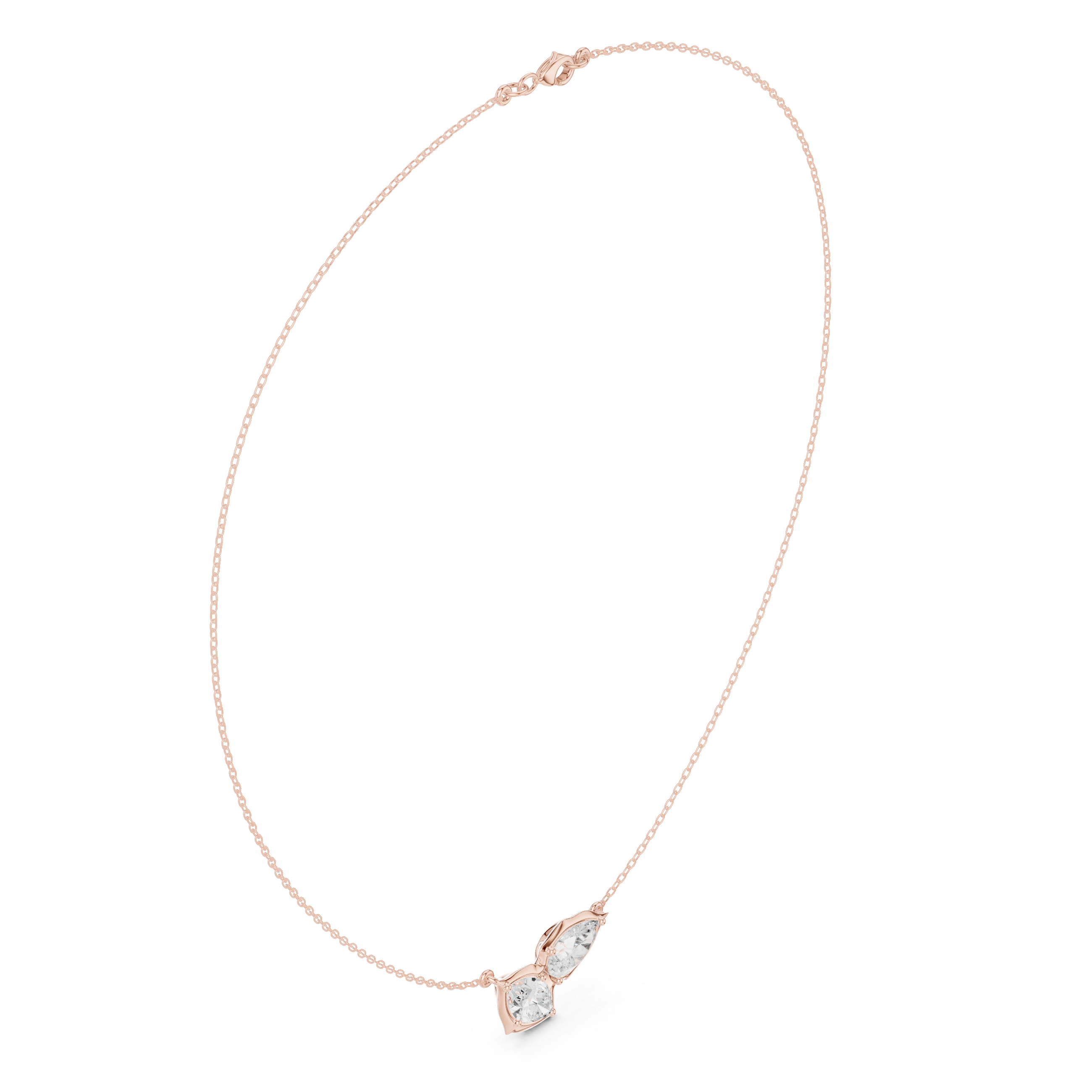 Dual Marquise Diamond Leaf Necklace