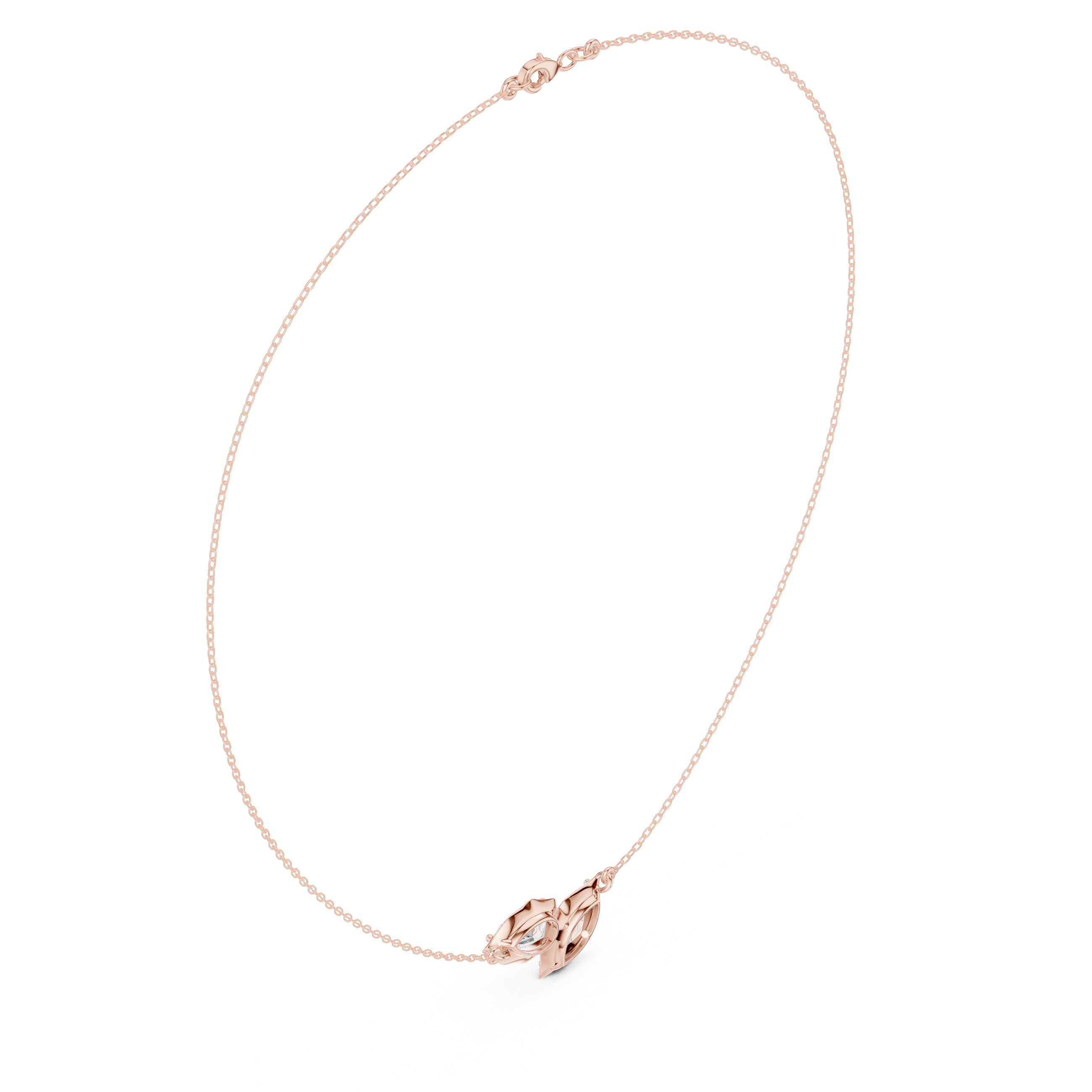 Dual Marquise Diamond Leaf Necklace