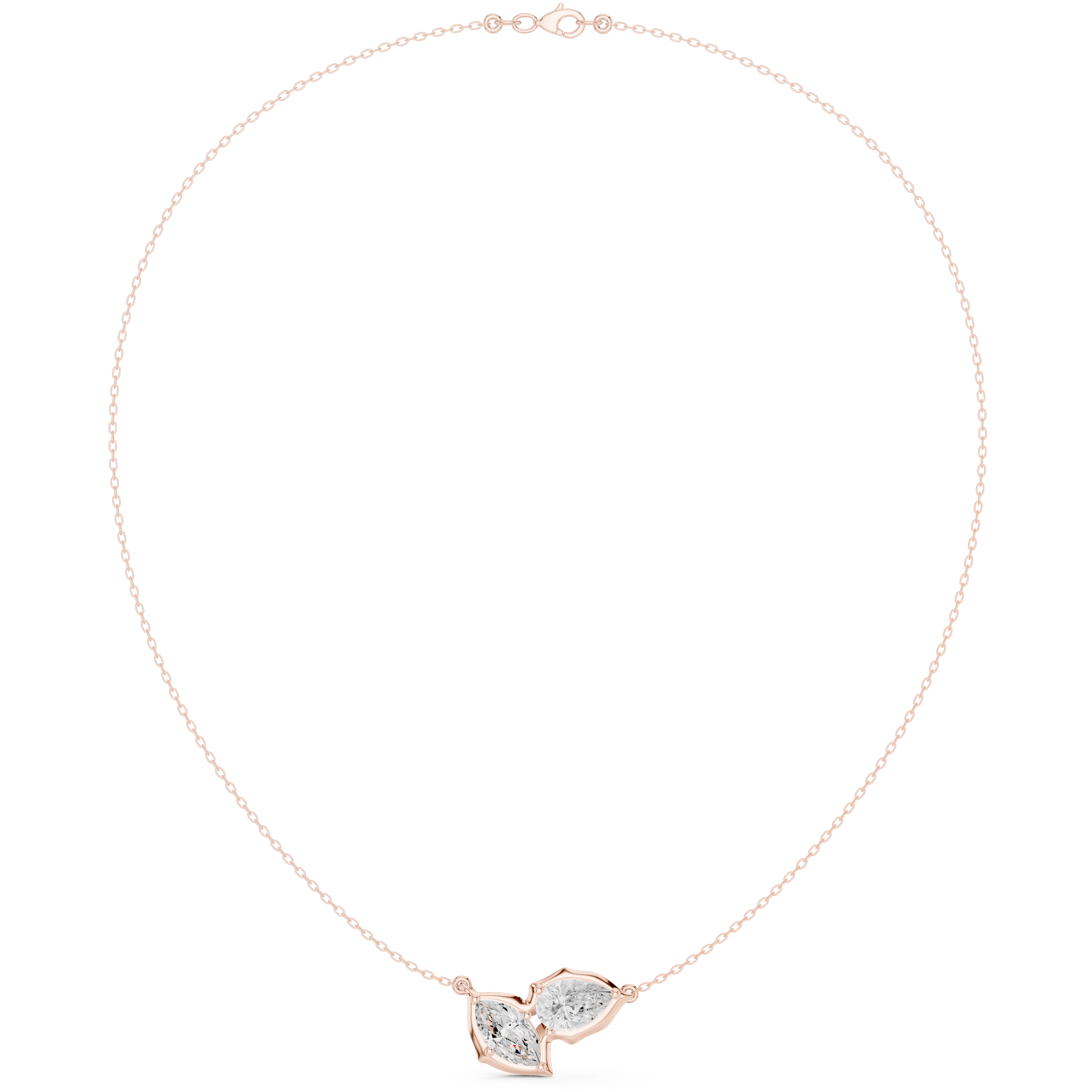 Dual Marquise Diamond Leaf Necklace
