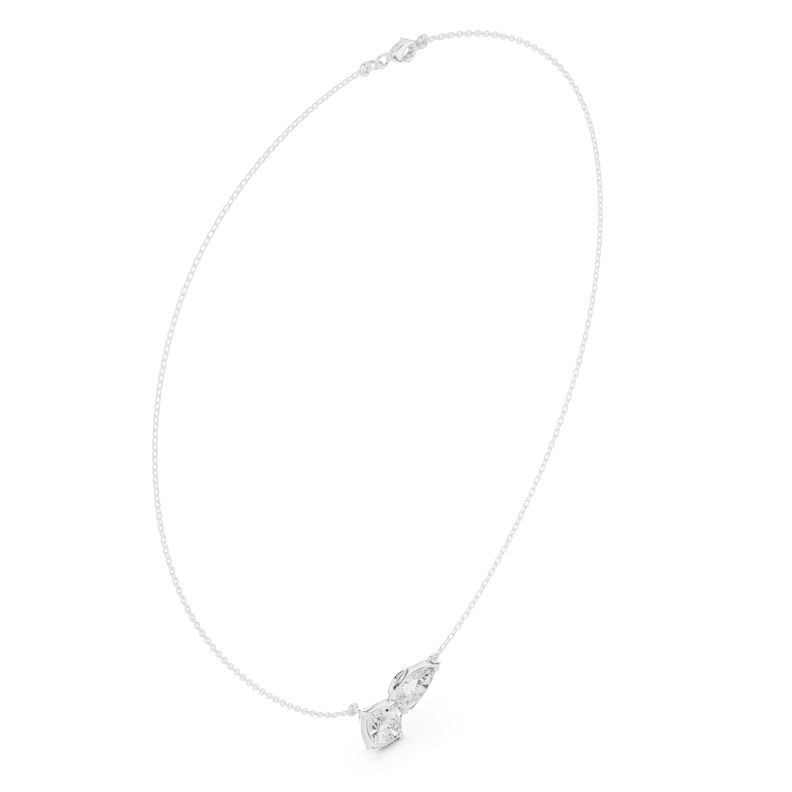 Dual Marquise Diamond Leaf Necklace