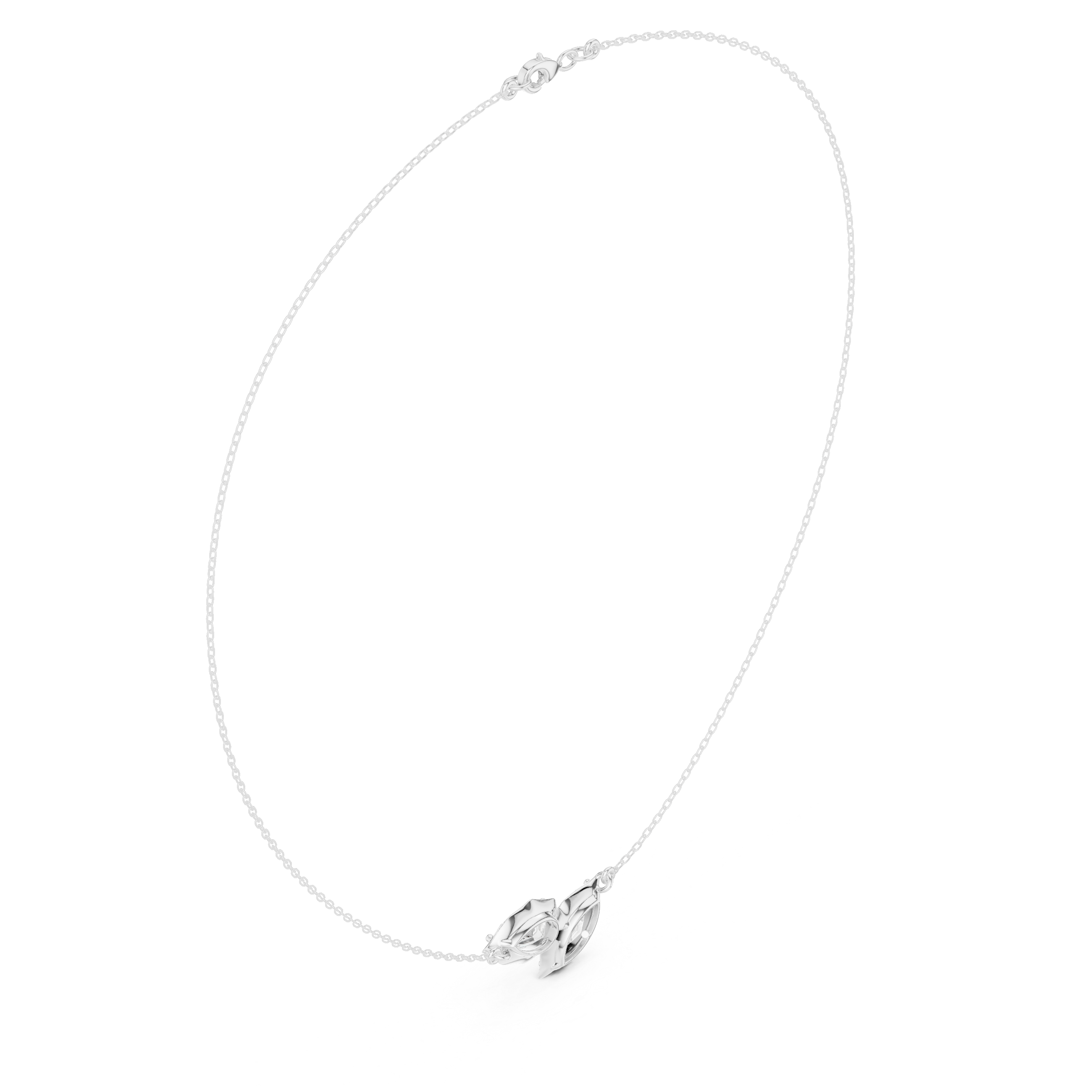 Dual Marquise Diamond Leaf Necklace